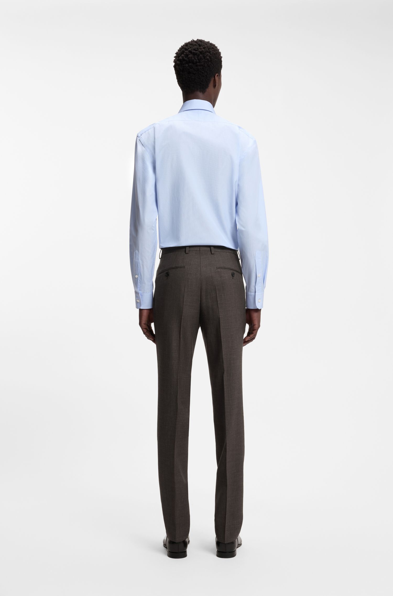 【BOSS博斯】BOSS BY BECKHAM修身版型羊毛混纺西装长裤