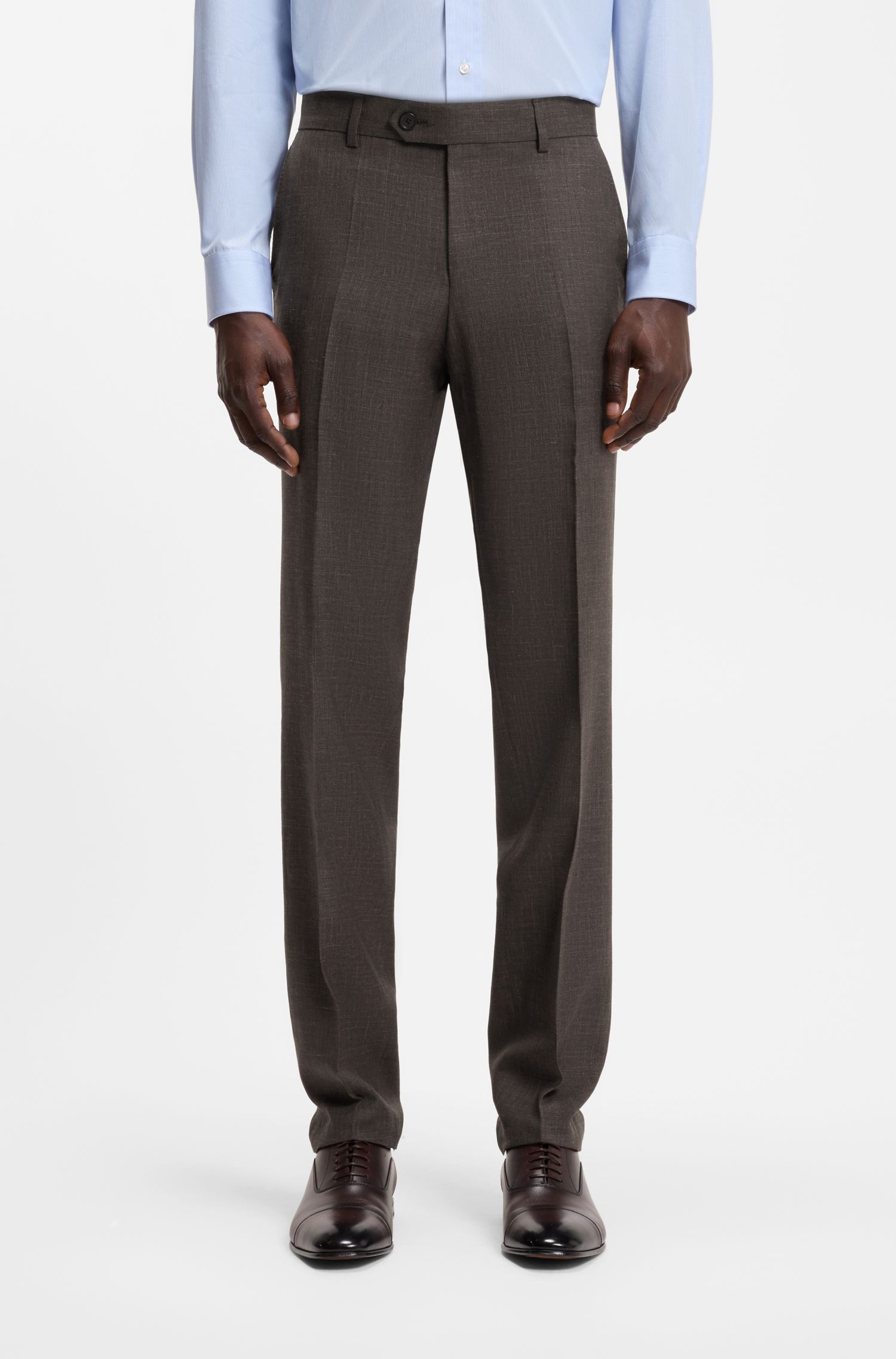 【BOSS博斯】BOSS BY BECKHAM修身版型羊毛混纺西装长裤