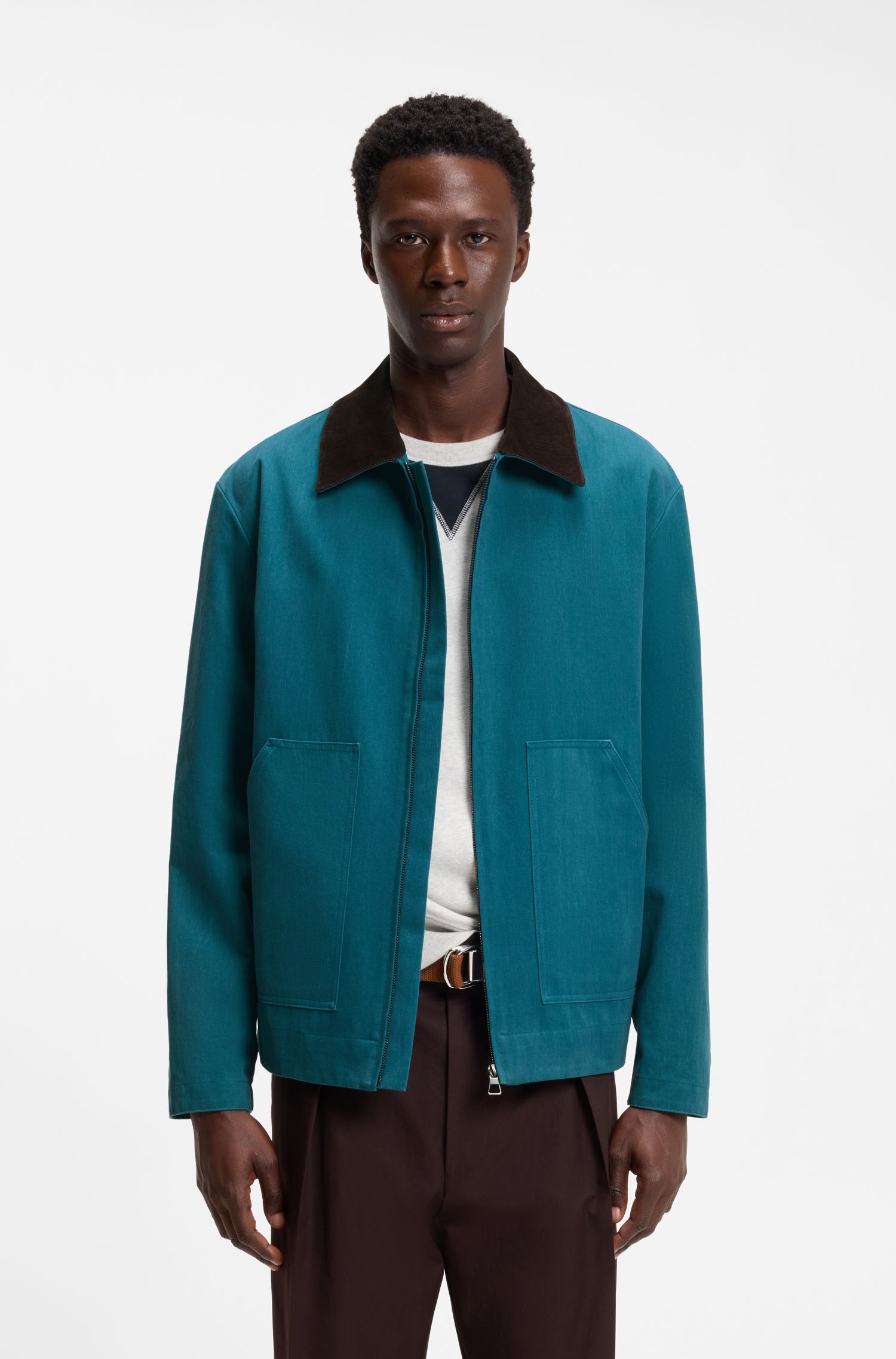 【BOSS博斯】BOSS BY BECKHAM撞色衣领棉质夹克