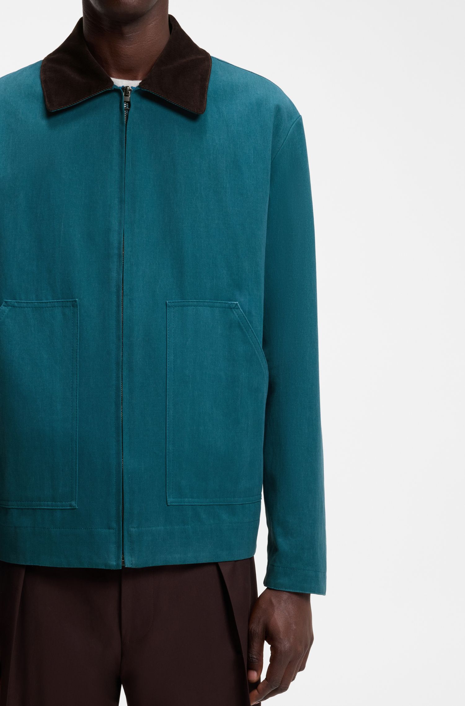 【BOSS博斯】BOSS BY BECKHAM撞色衣领棉质夹克