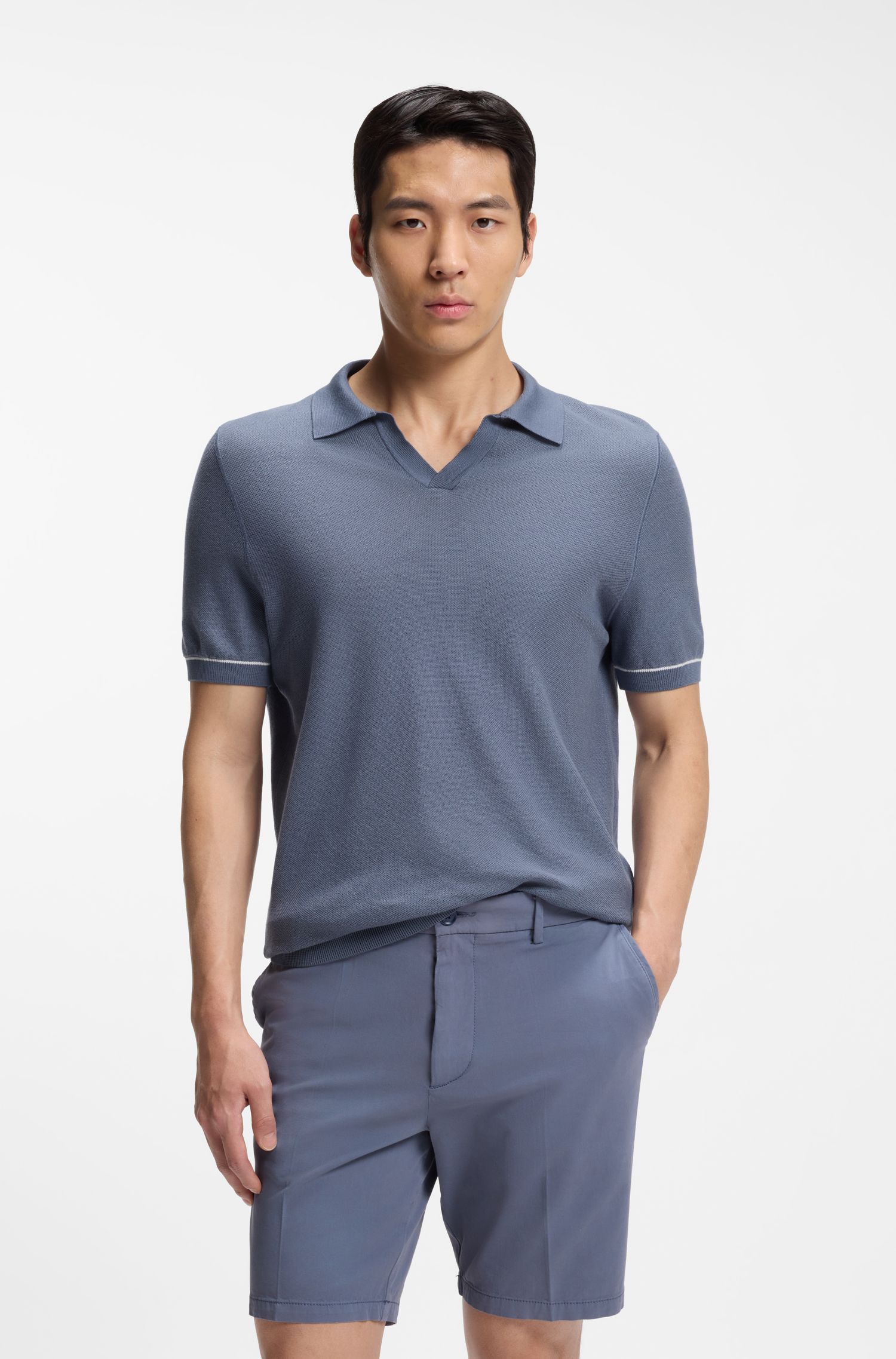 【BOSS博斯】横条纹棉质混纺毛衣