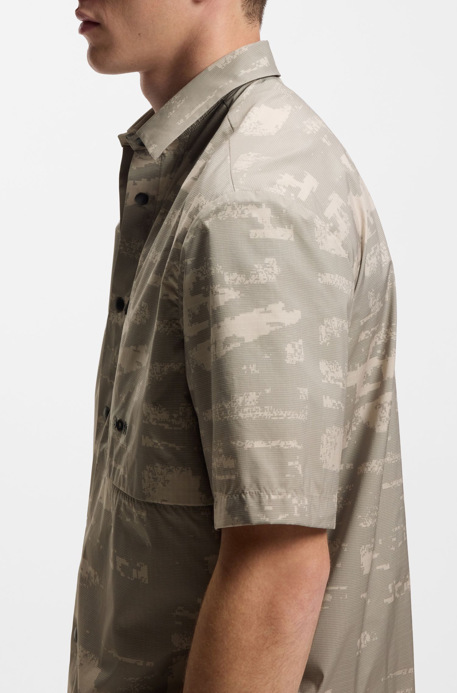 【BOSS博斯】拉链口袋印花防撕裂面料宽松版型衬衫