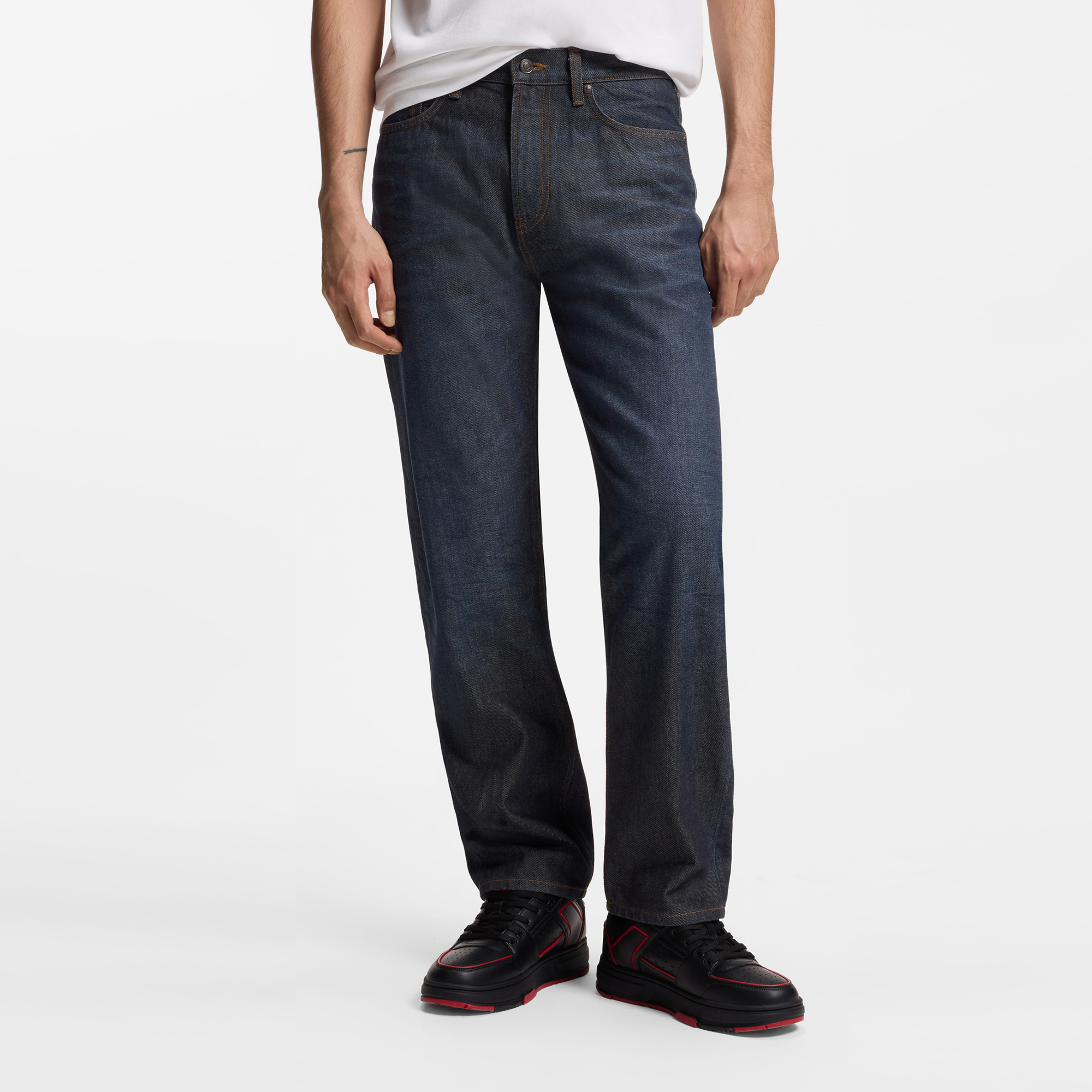 【HUGO雨果】HUGO x RB 蓝色牛仔布常规版型牛仔裤