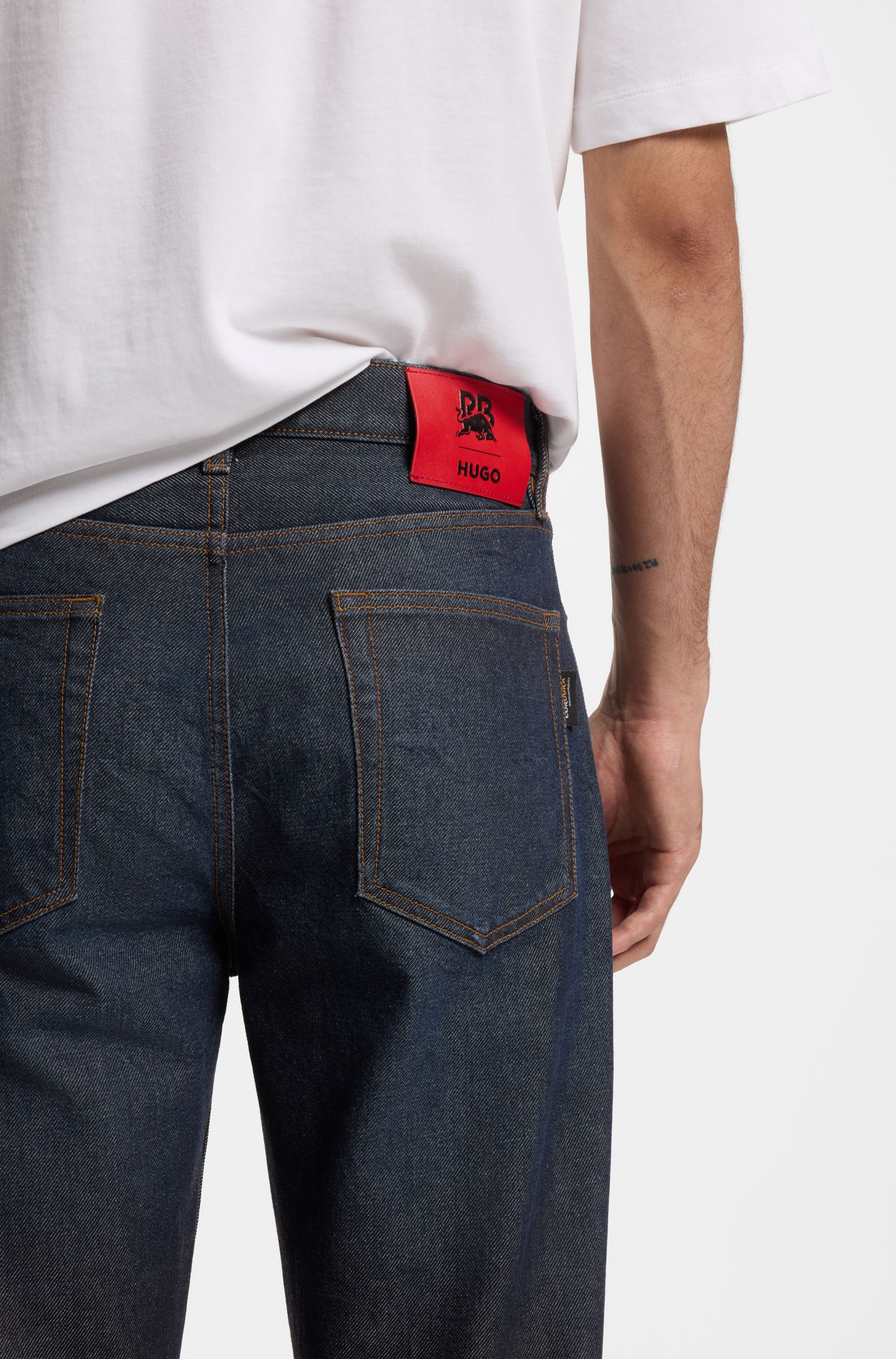 【HUGO雨果】HUGO x RB 蓝色牛仔布常规版型牛仔裤