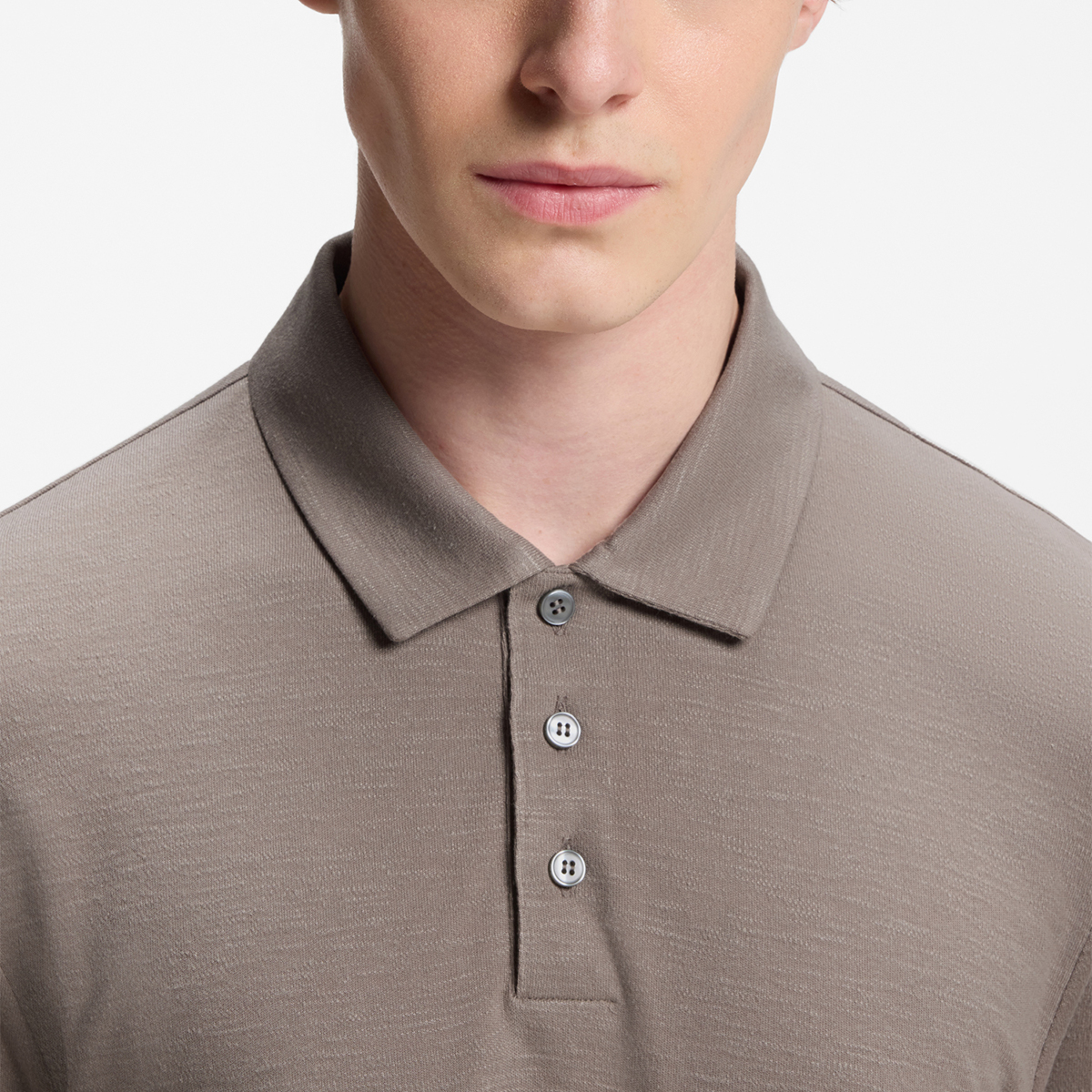 【HUGO雨果】竹节纹双面布修身Polo衫