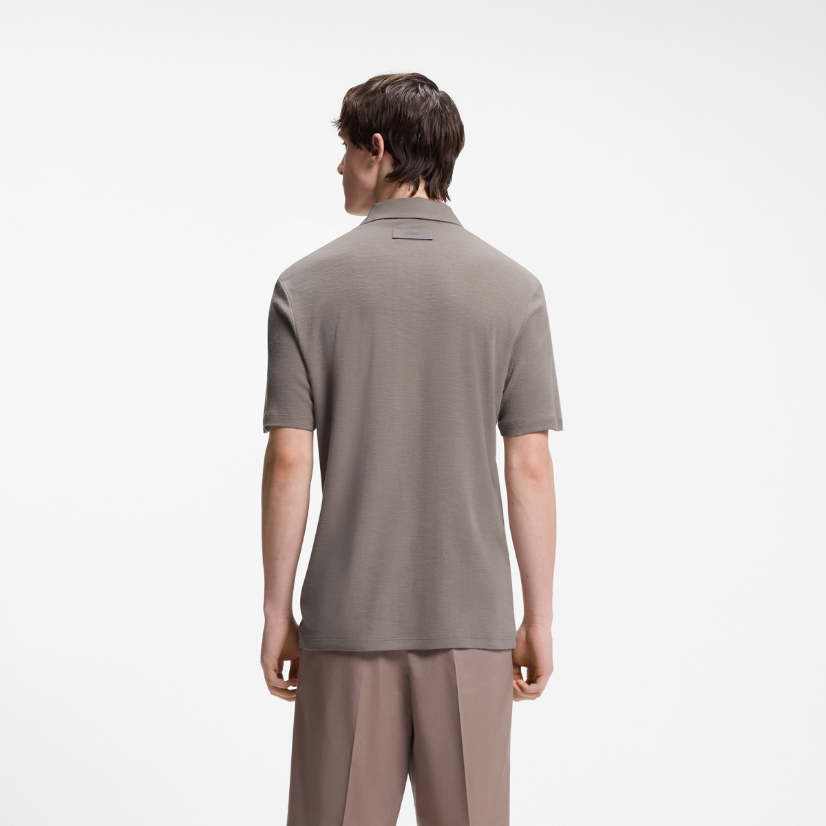 【HUGO雨果】竹节纹双面布修身Polo衫