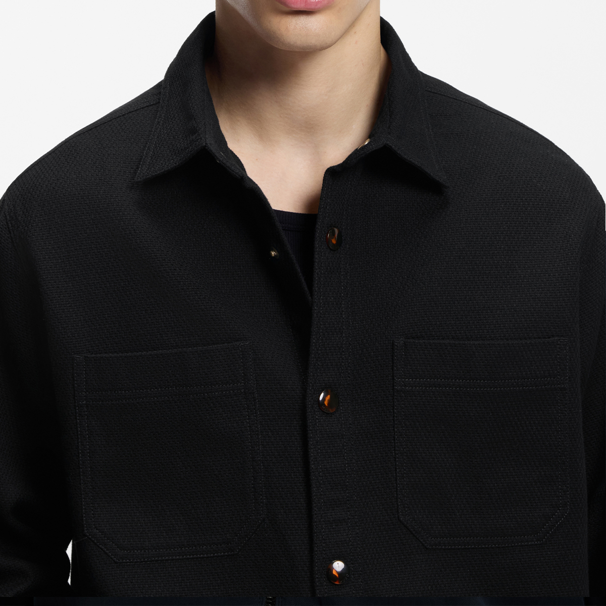 【HUGO雨果】贴袋饰宽松版型棉质斜纹衬衫