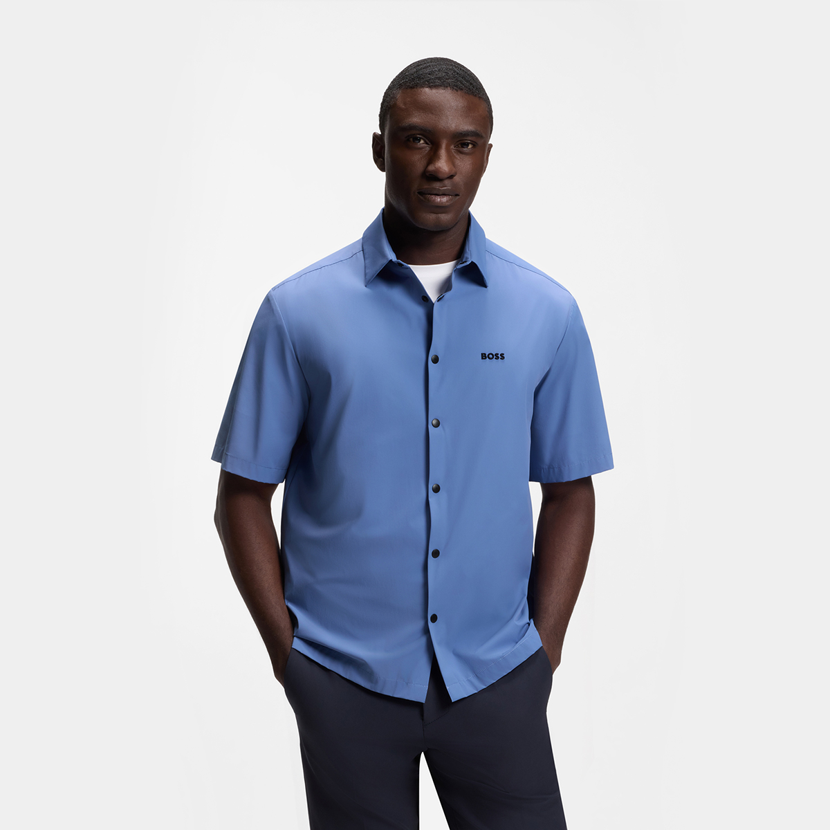 【BOSS博斯】防泼水饰面宽松版型衬衫