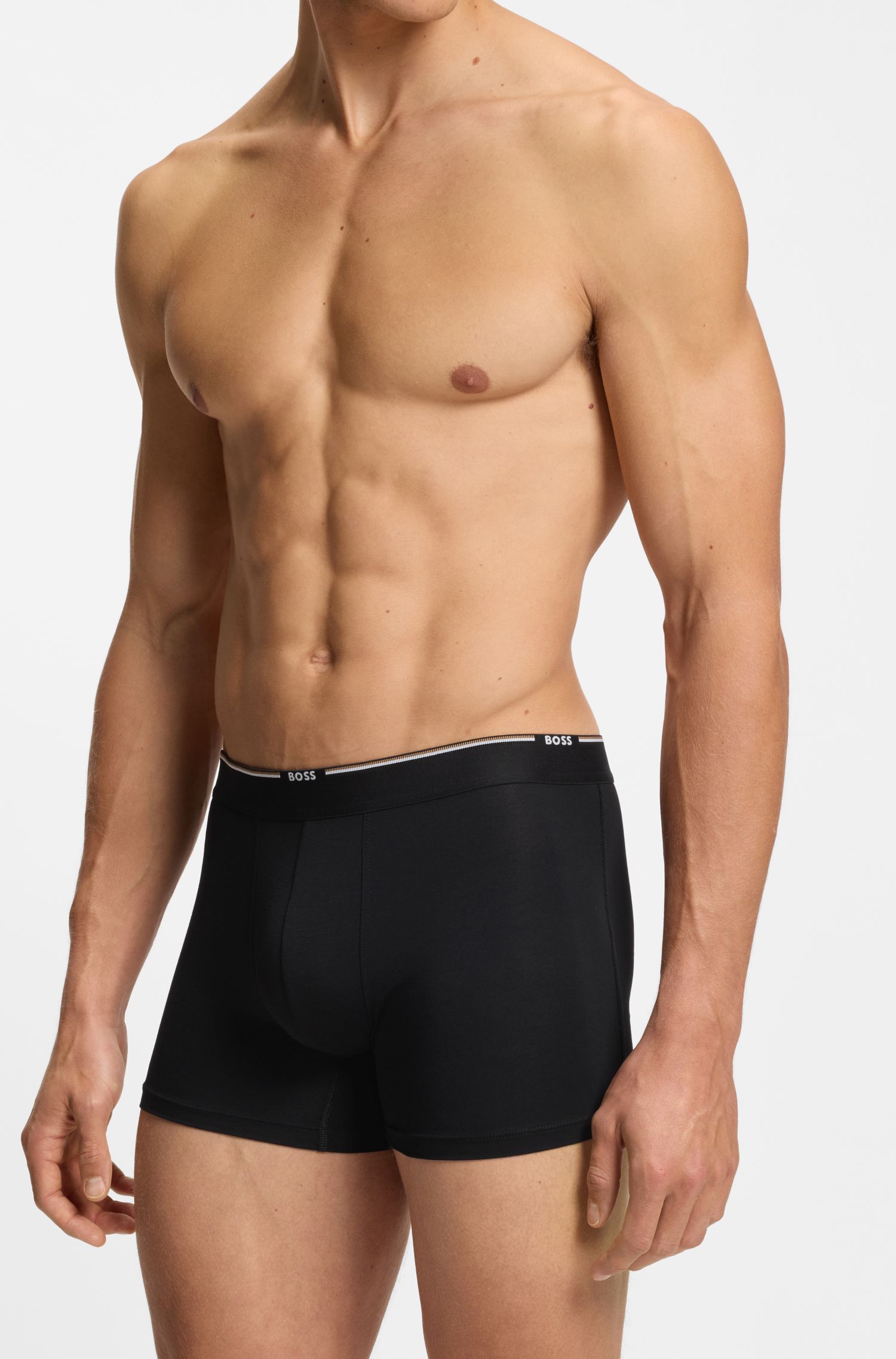 【BOSS博斯】弹力经典款平角内裤三条装