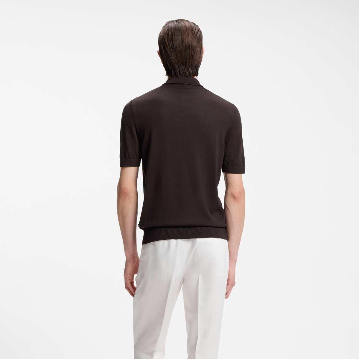 【BOSS博斯】Polo领短袖羊毛毛衣