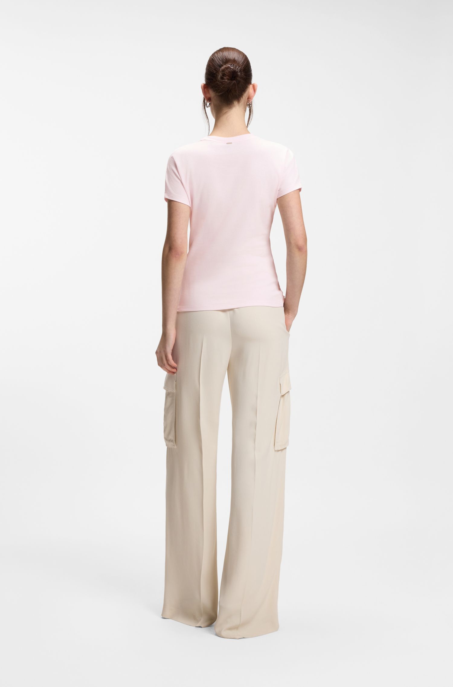 【BOSS博斯】亮光滚边棉质绉布T恤