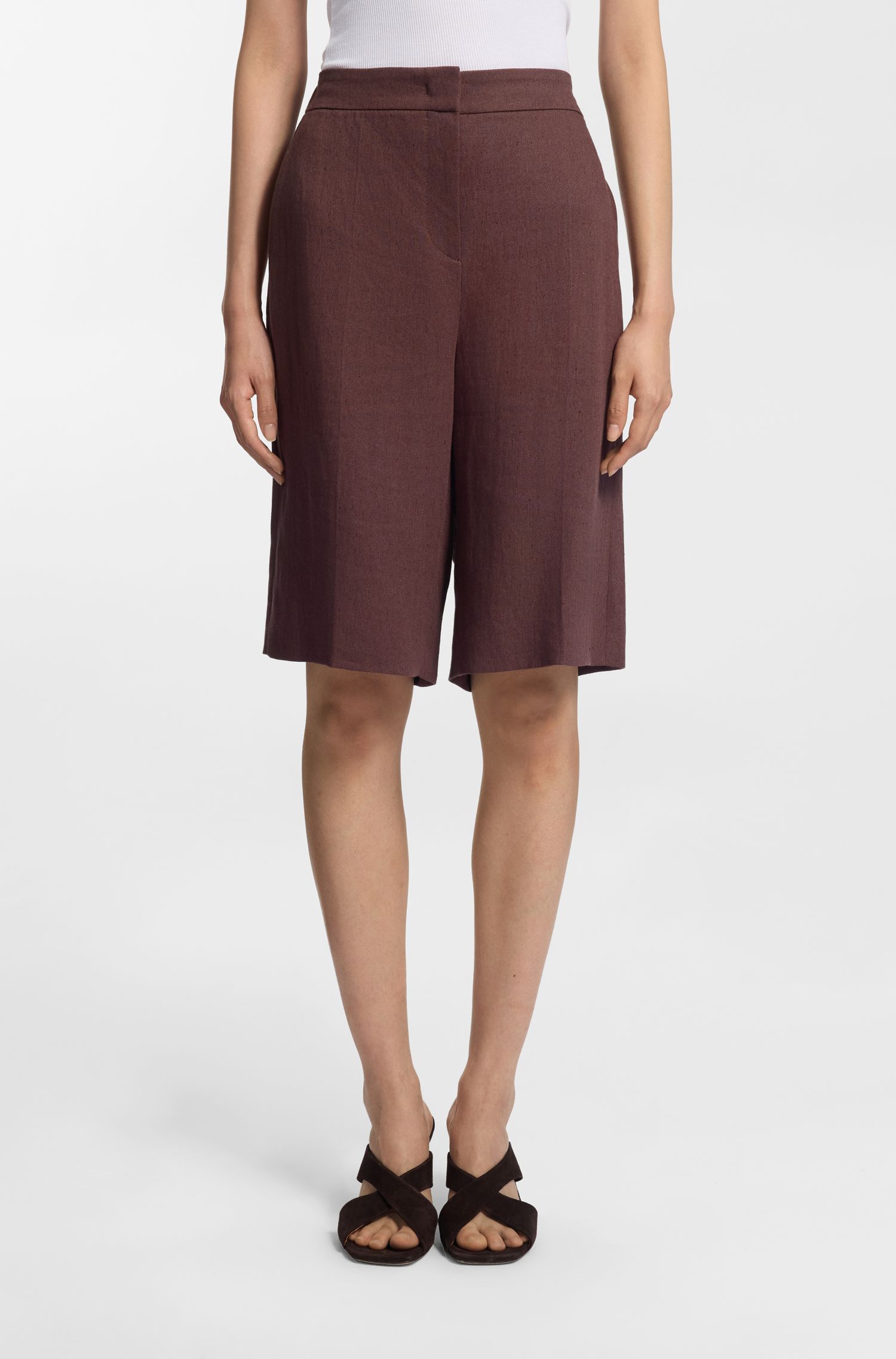 【BOSS博斯】亚麻混纺宽松版型短裤