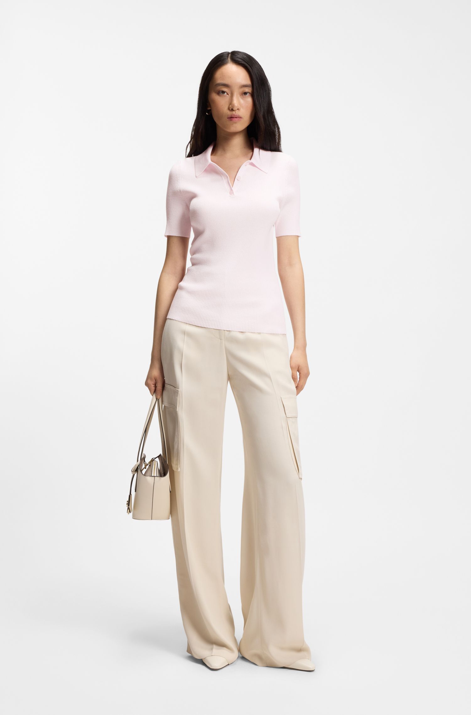 【BOSS博斯】透气面料罗纹针织Polo衫