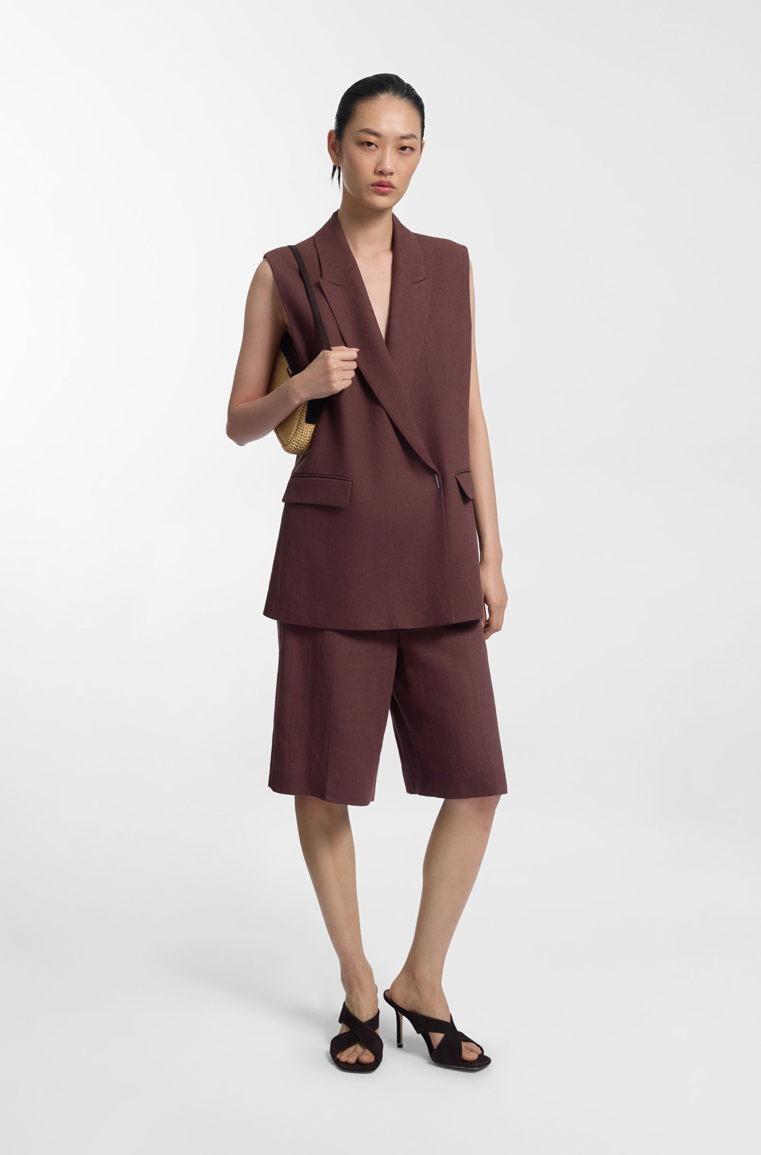 【BOSS博斯】亚麻混纺宽松版型短裤