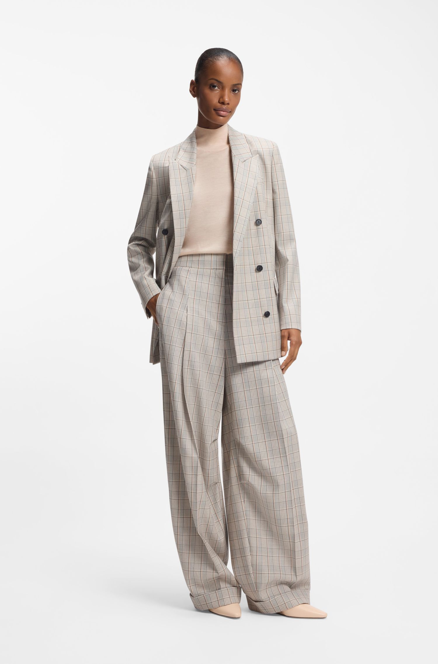 【BOSS博斯】无袖高领黑白条纹衫