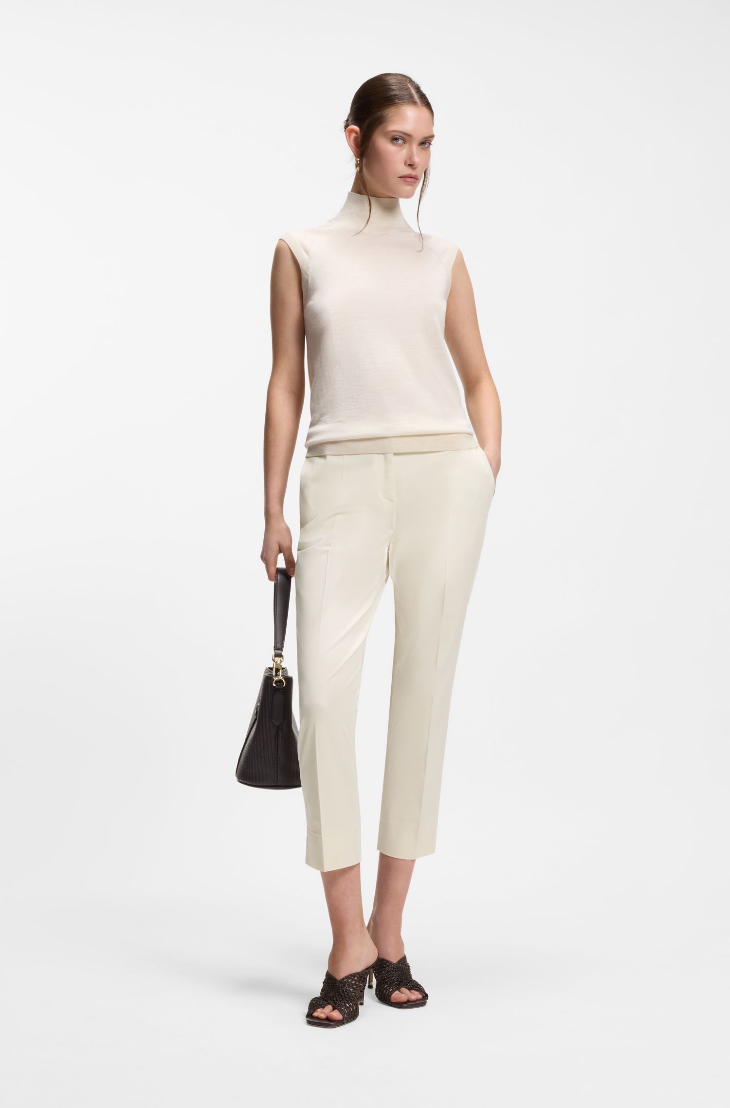 【BOSS博斯】弹力棉修身九分长裤