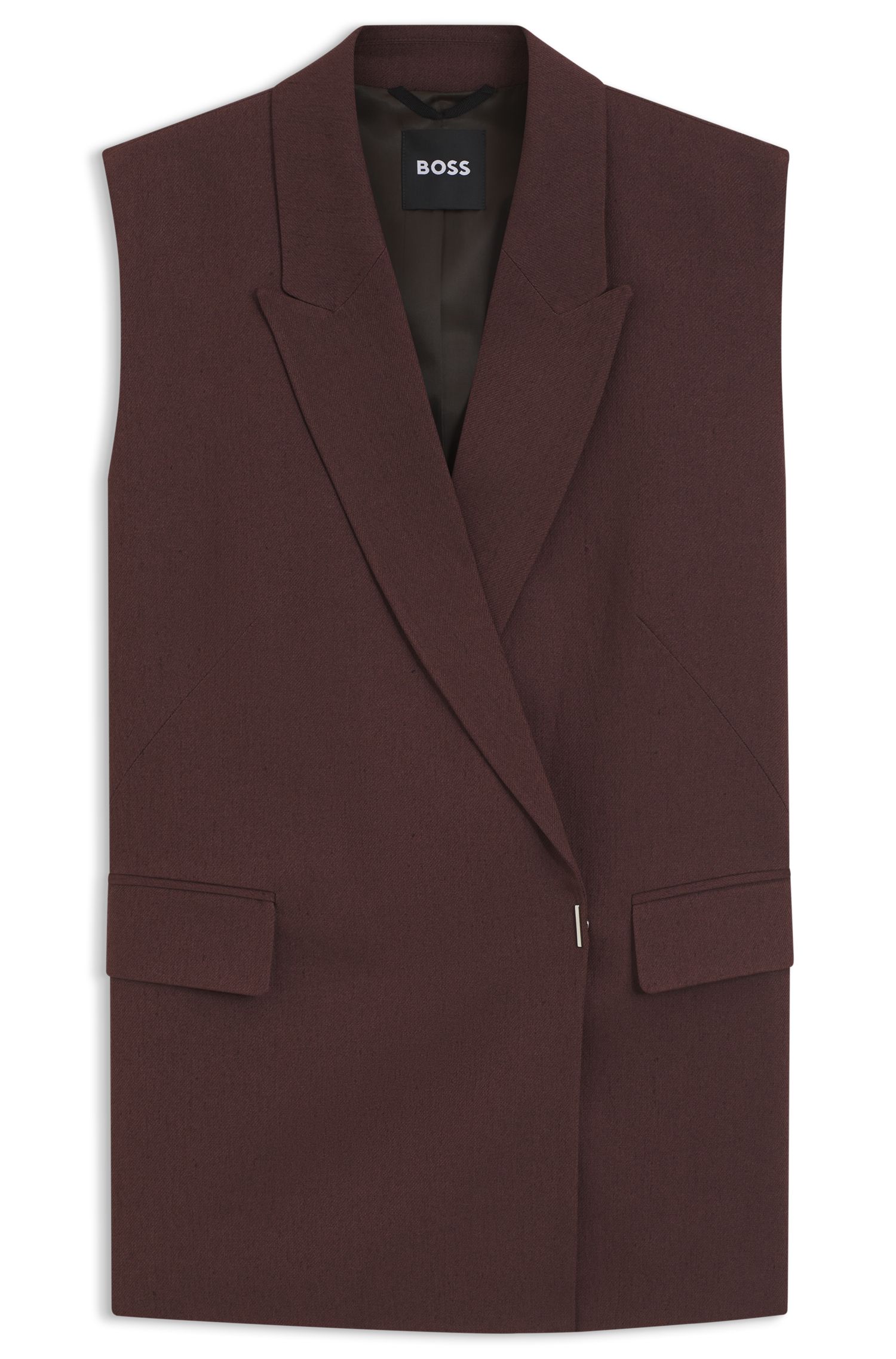 【BOSS博斯】亚麻混纺无袖宽松版型西装外套