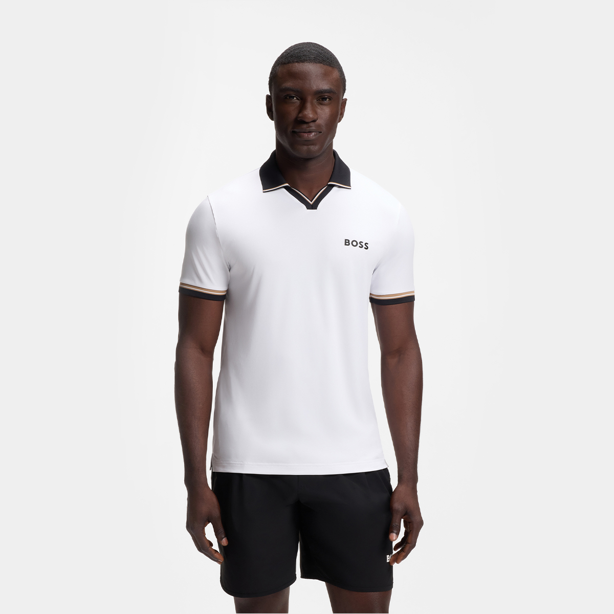 【BOSS博斯】经典条纹细节运动风修身 Polo 衫