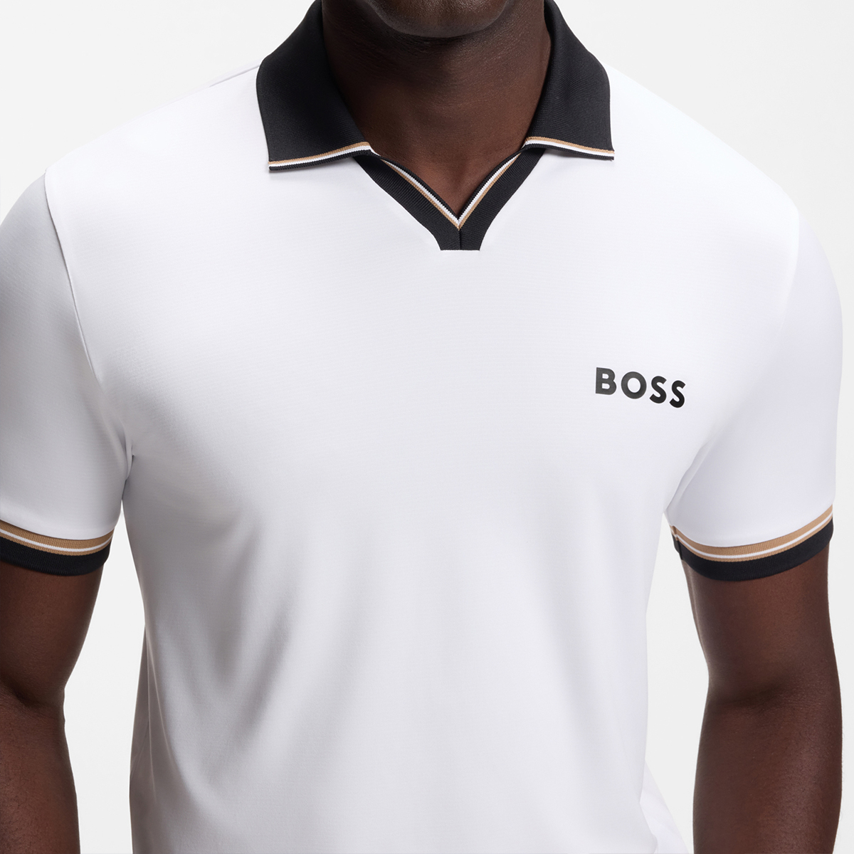 【BOSS博斯】经典条纹细节运动风修身 Polo 衫