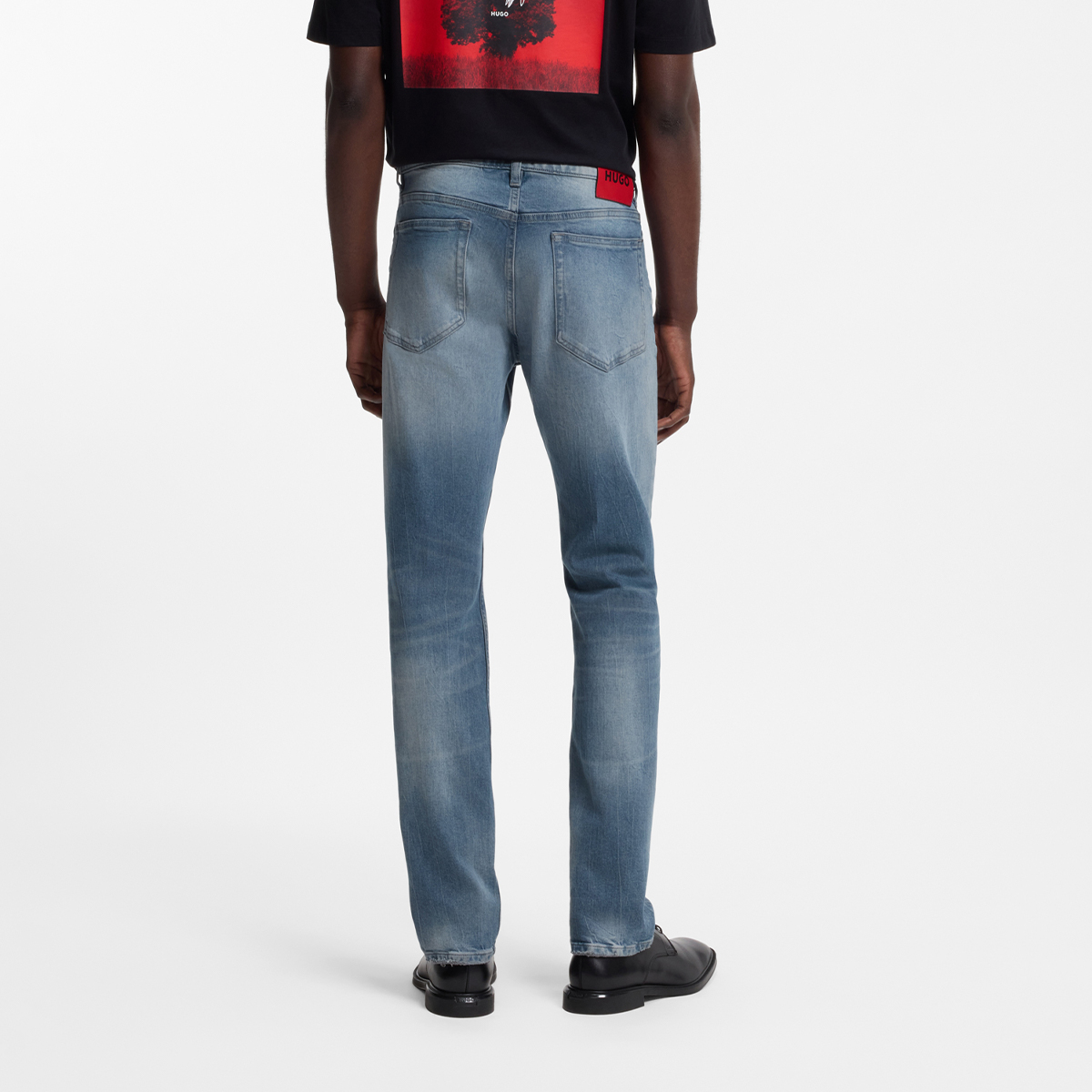 【HUGO雨果】灰蓝色修身舒适弹力牛仔裤