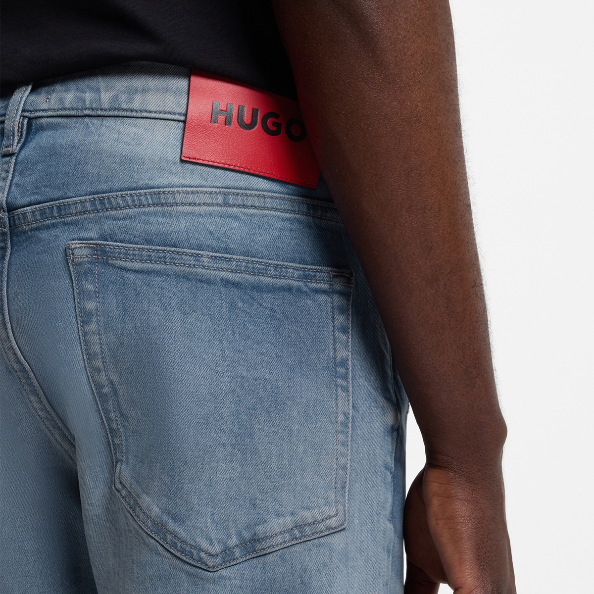 【HUGO雨果】灰蓝色修身舒适弹力牛仔裤