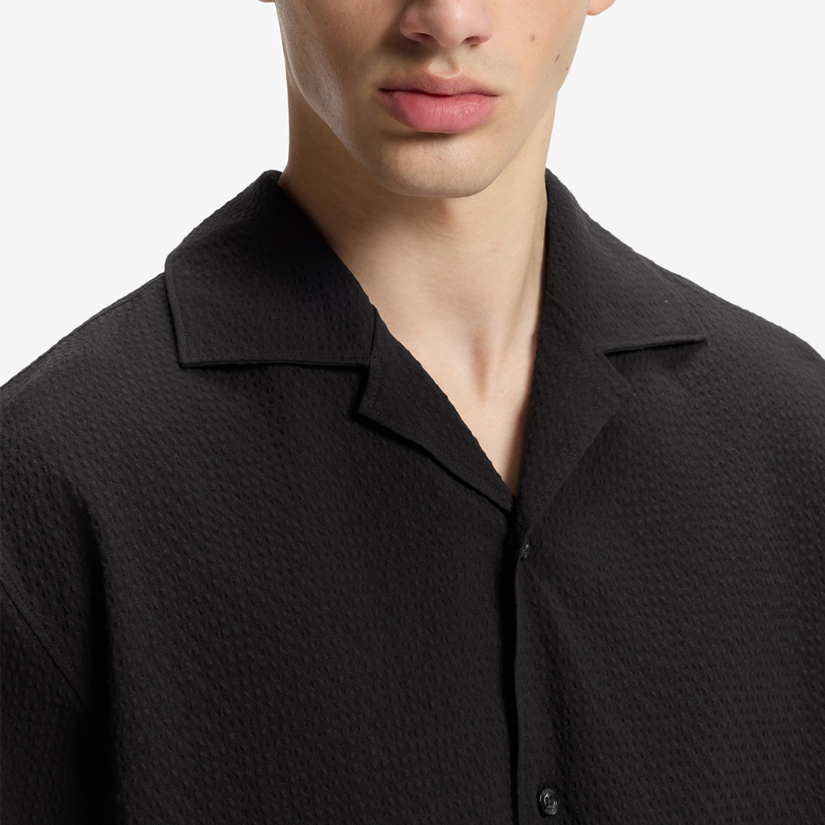 【HUGO雨果】弹力棉泡泡纱超大版型衬衫