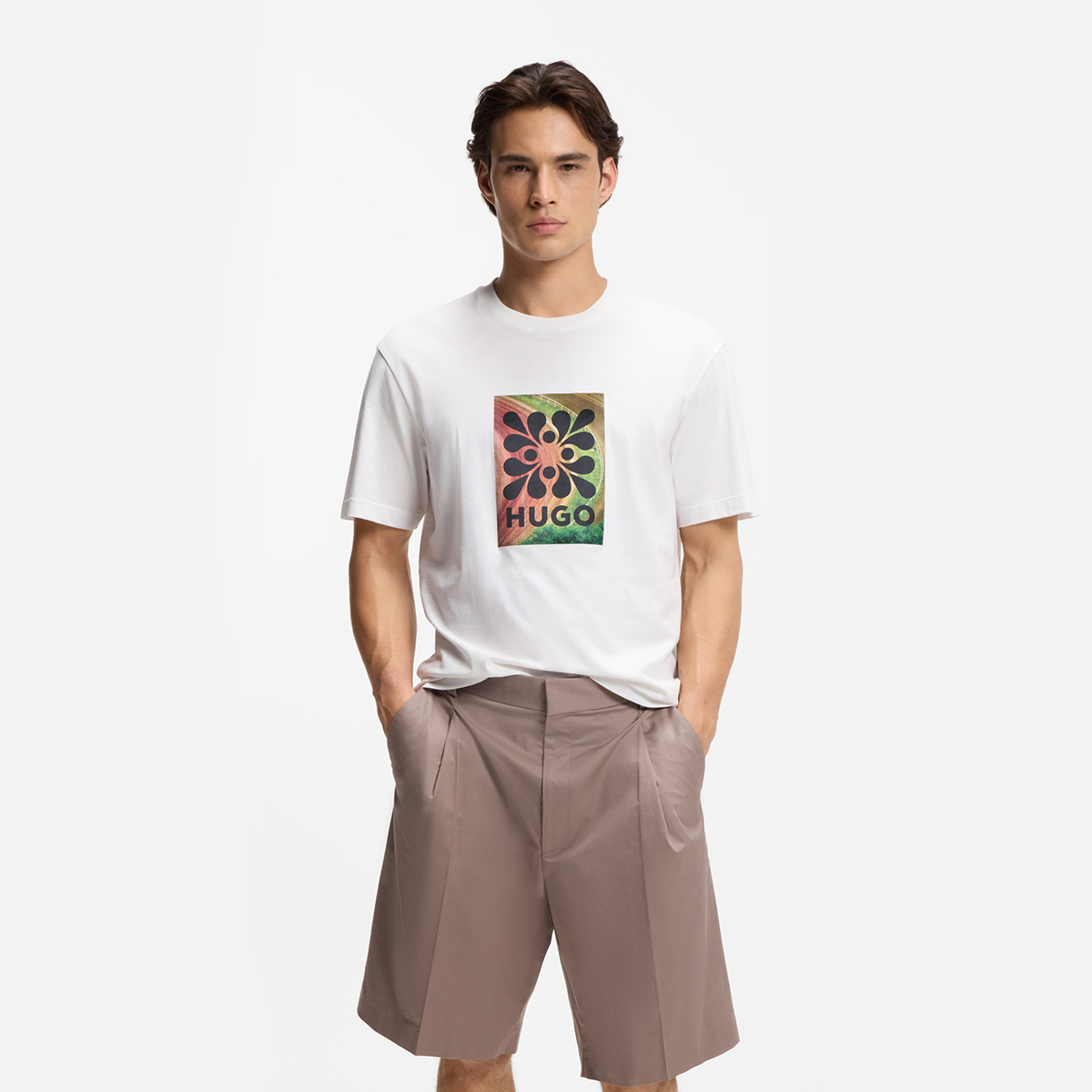 【HUGO雨果】徽标艺术图案棉质平纹布 T 恤