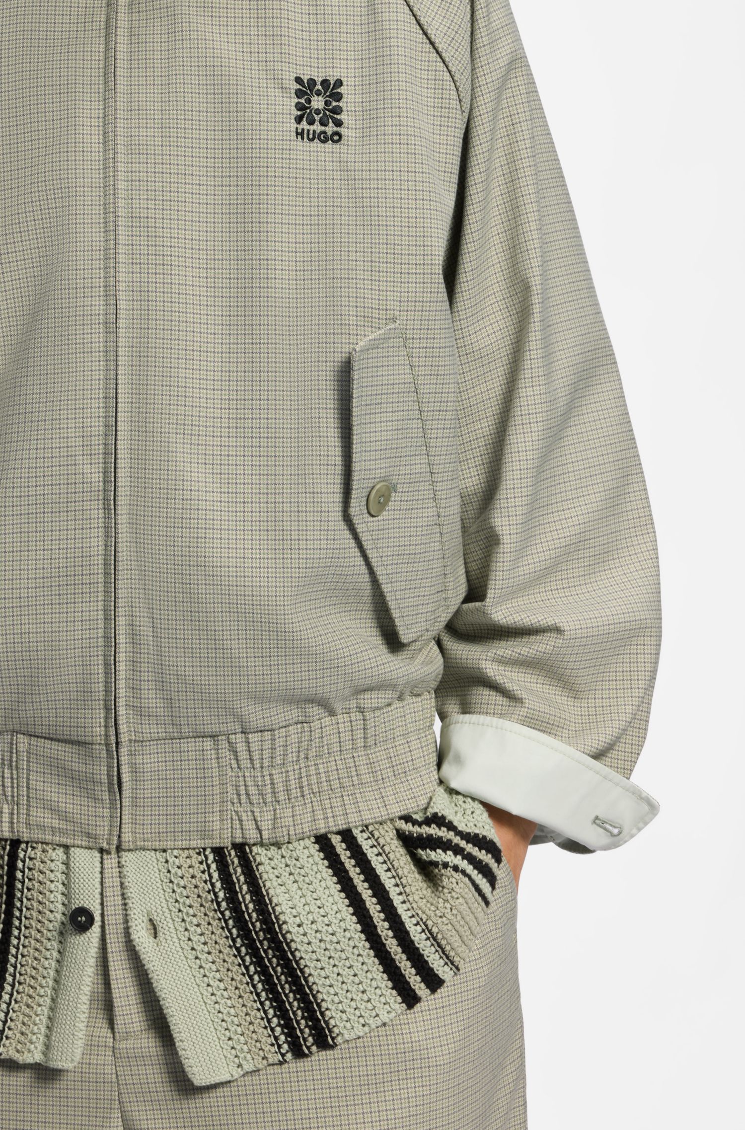 【HUGO雨果】千鸟格图案哈灵顿夹克