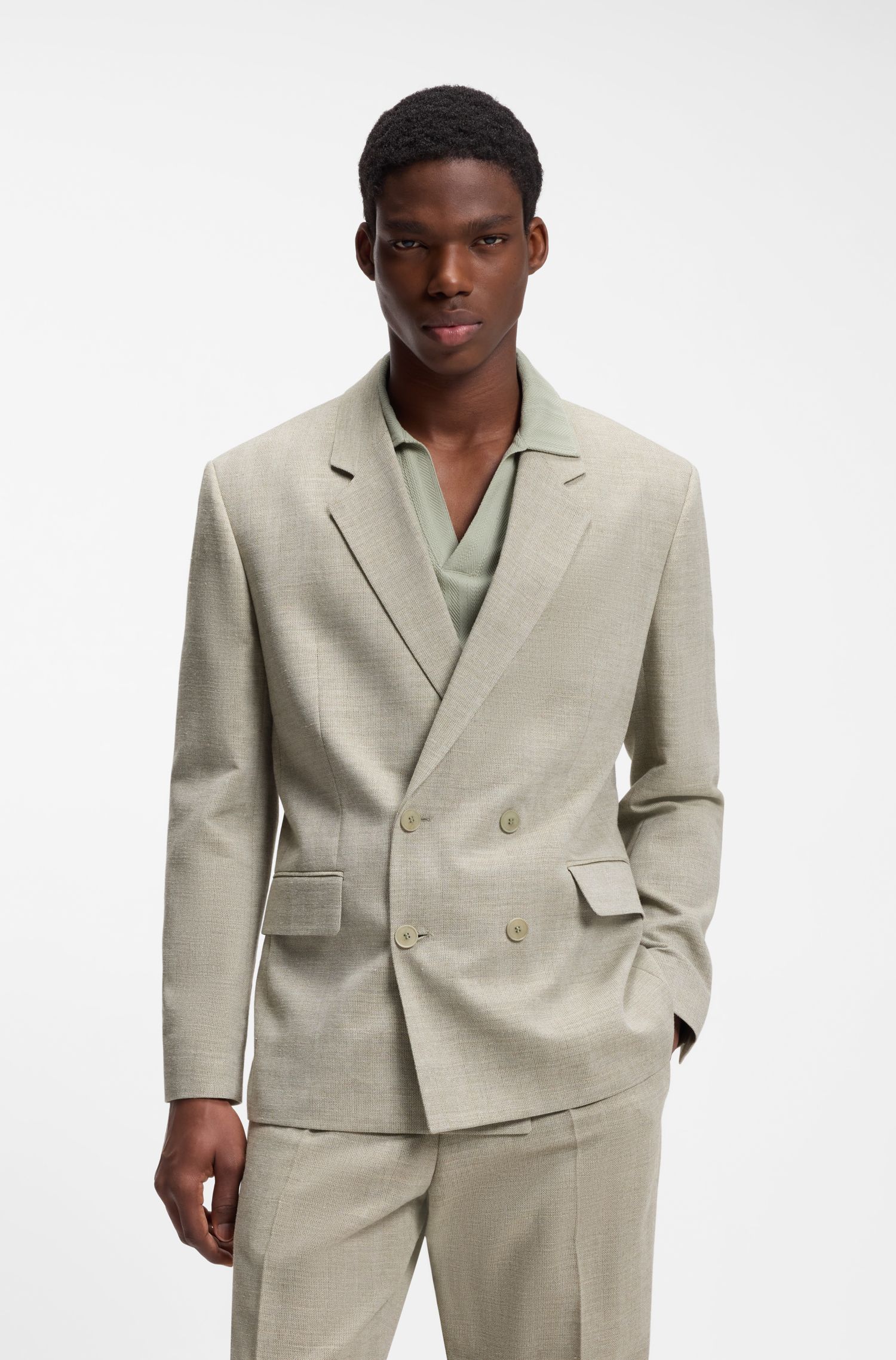 【HUGO雨果】人字纹编织现代版型夹克