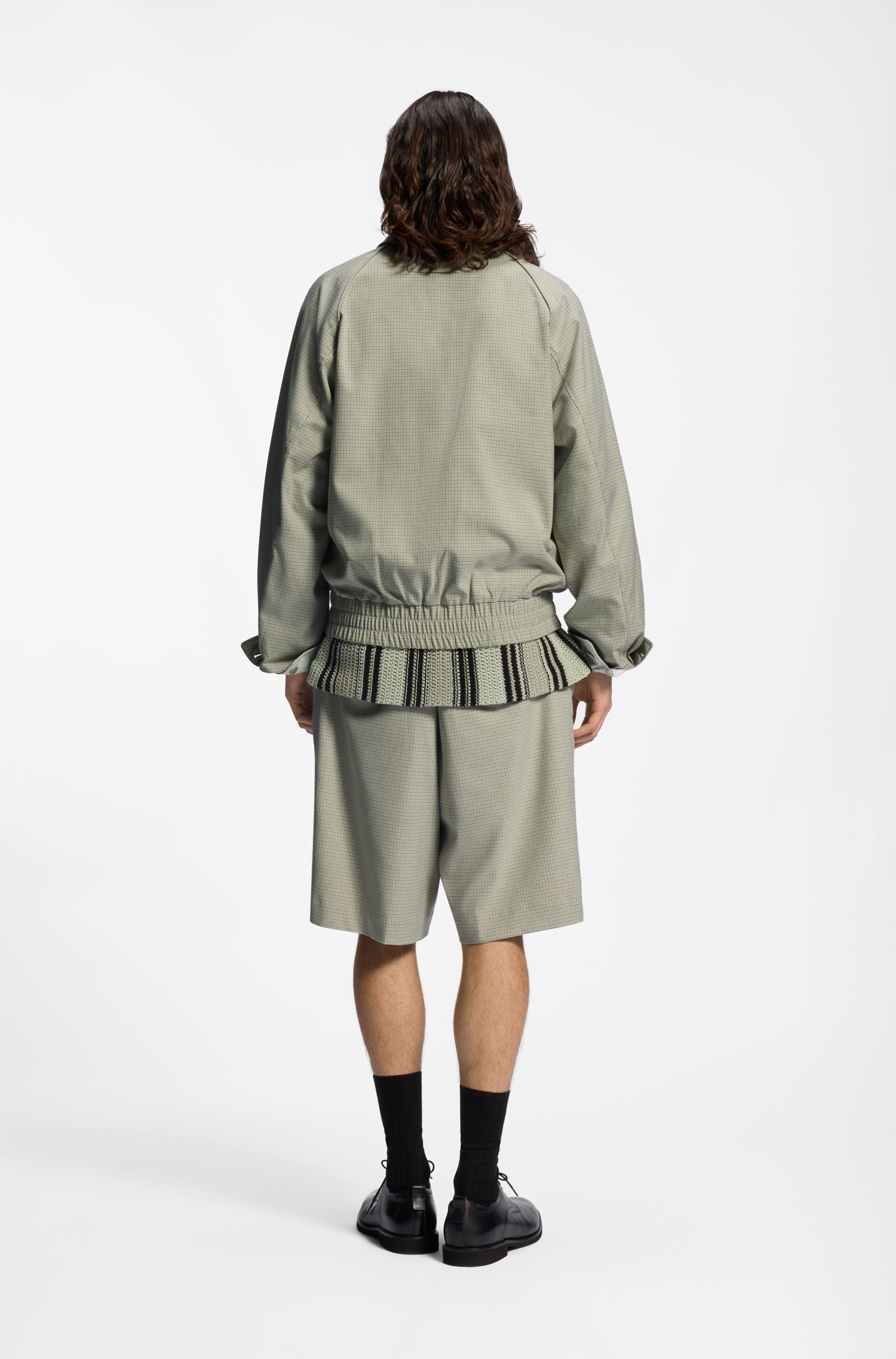 【HUGO雨果】千鸟格图案哈灵顿夹克