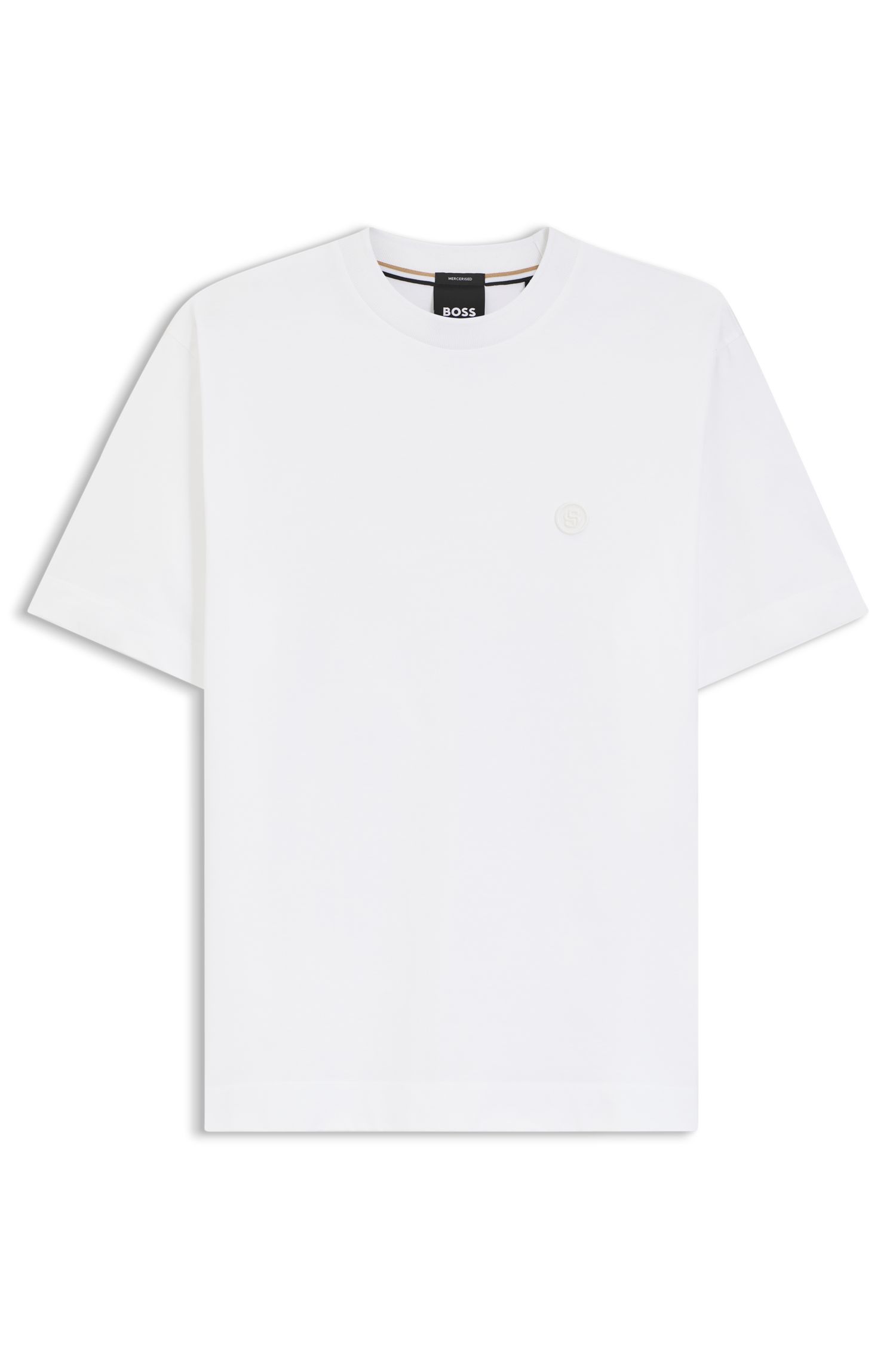 【BOSS博斯】双 B 造型交织字母装饰丝光棉质 T 恤