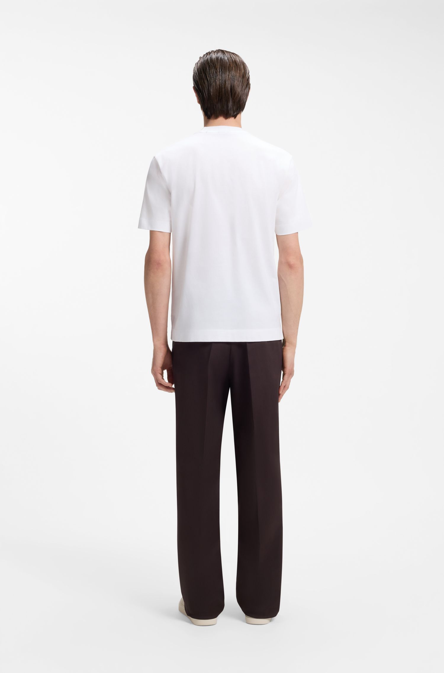 【BOSS博斯】双 B 造型交织字母装饰丝光棉质 T 恤