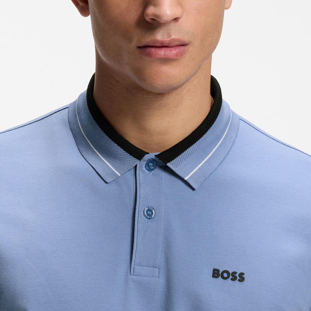 【BOSS博斯】条纹饰边弹力棉 Polo 衫