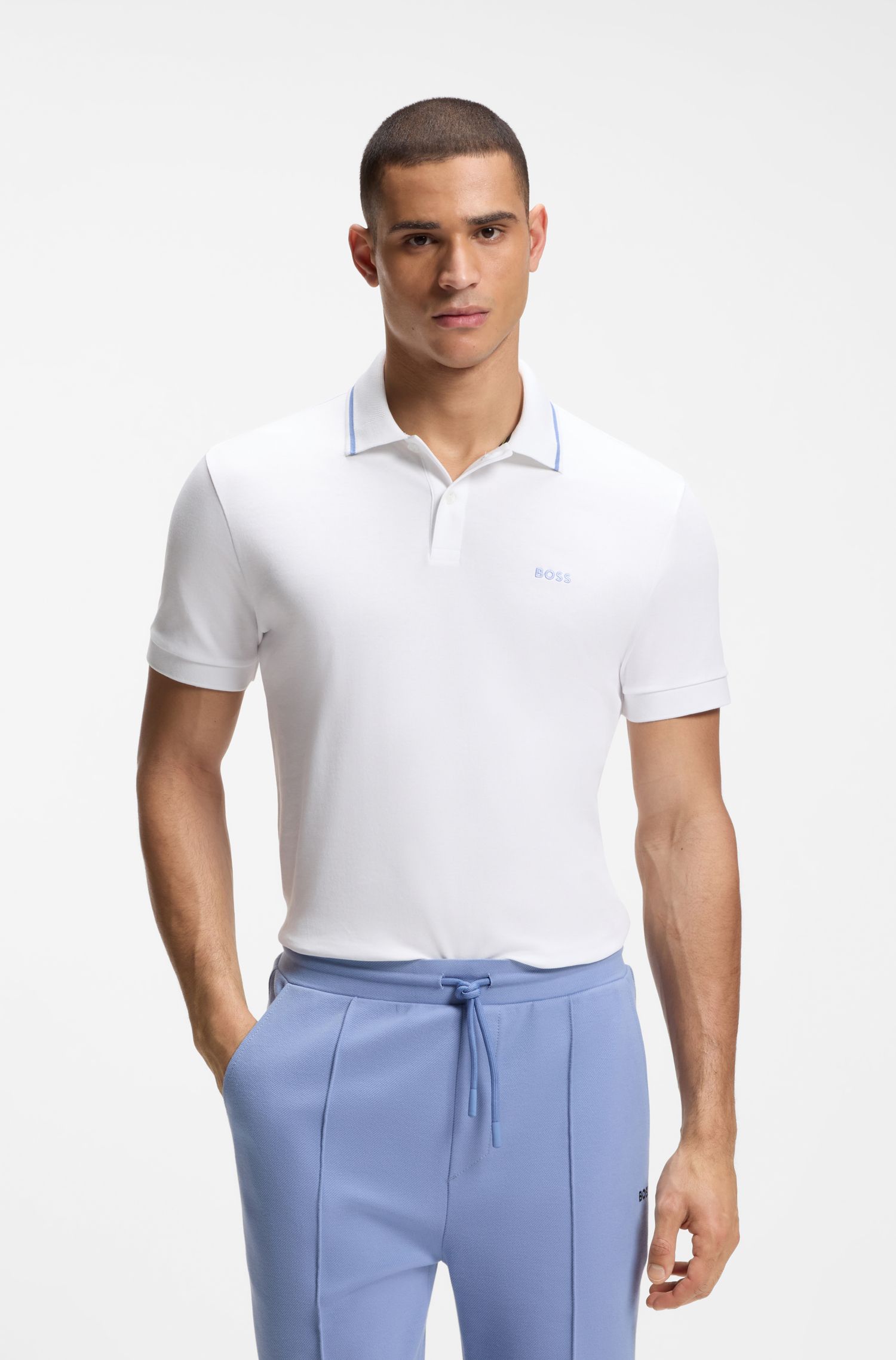 【BOSS博斯】Paddy 双面棉质面料修身版型 Polo 衫