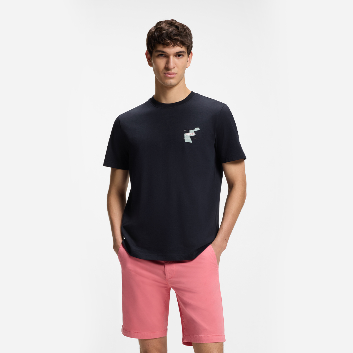 【BOSS博斯】印花艺术图案棉质平纹布 T 恤