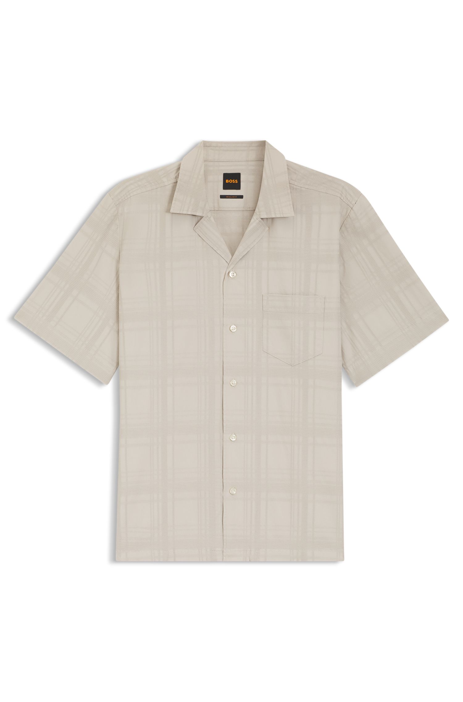 【BOSS博斯】格纹棉质多臂提花常规版衬衫