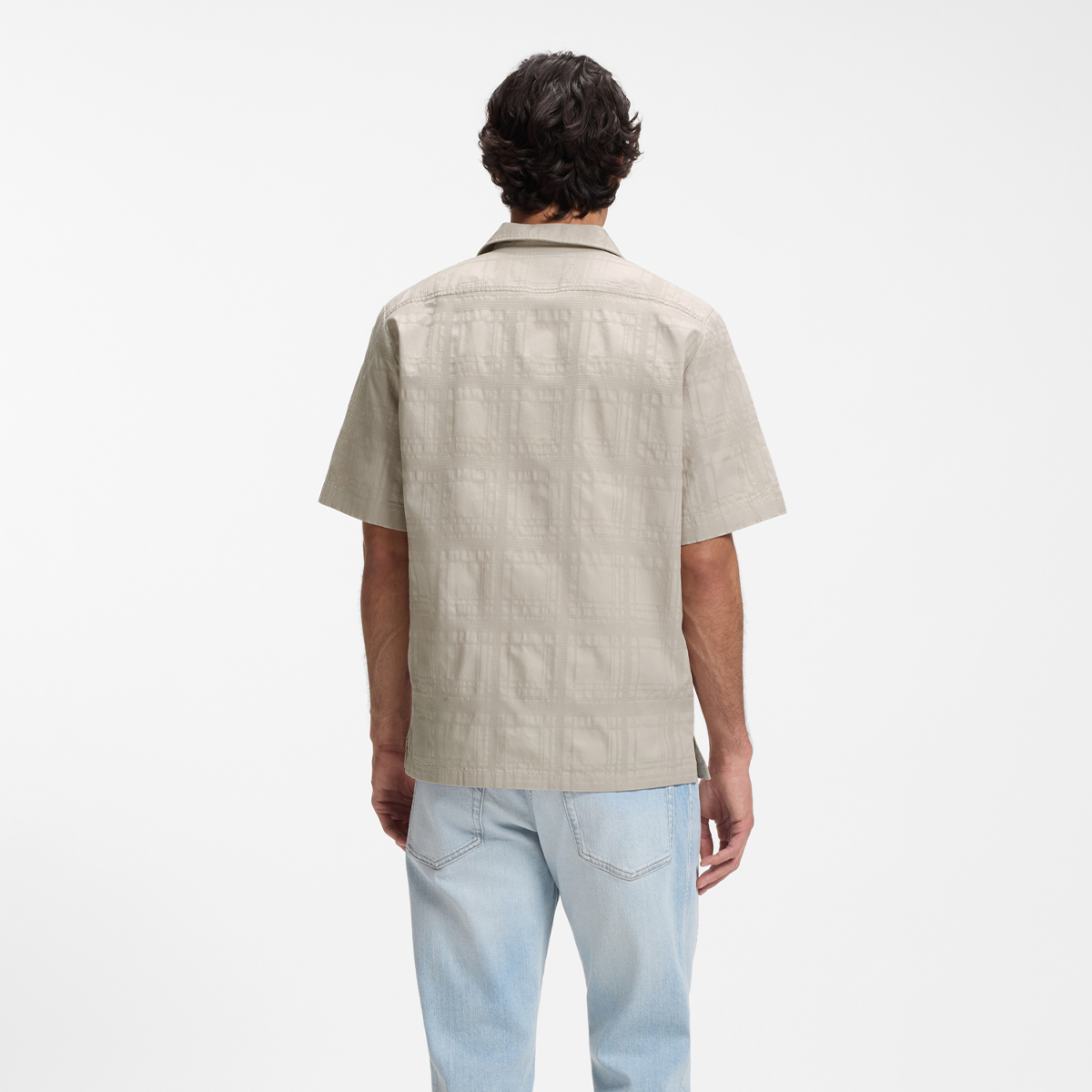 【BOSS博斯】格纹棉质多臂提花常规版衬衫