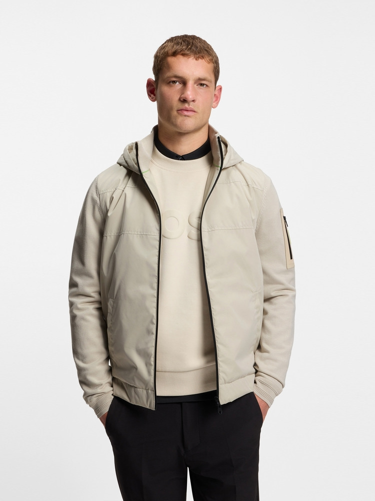 【BOSS博斯】拉链徽标口袋复合面料夹克