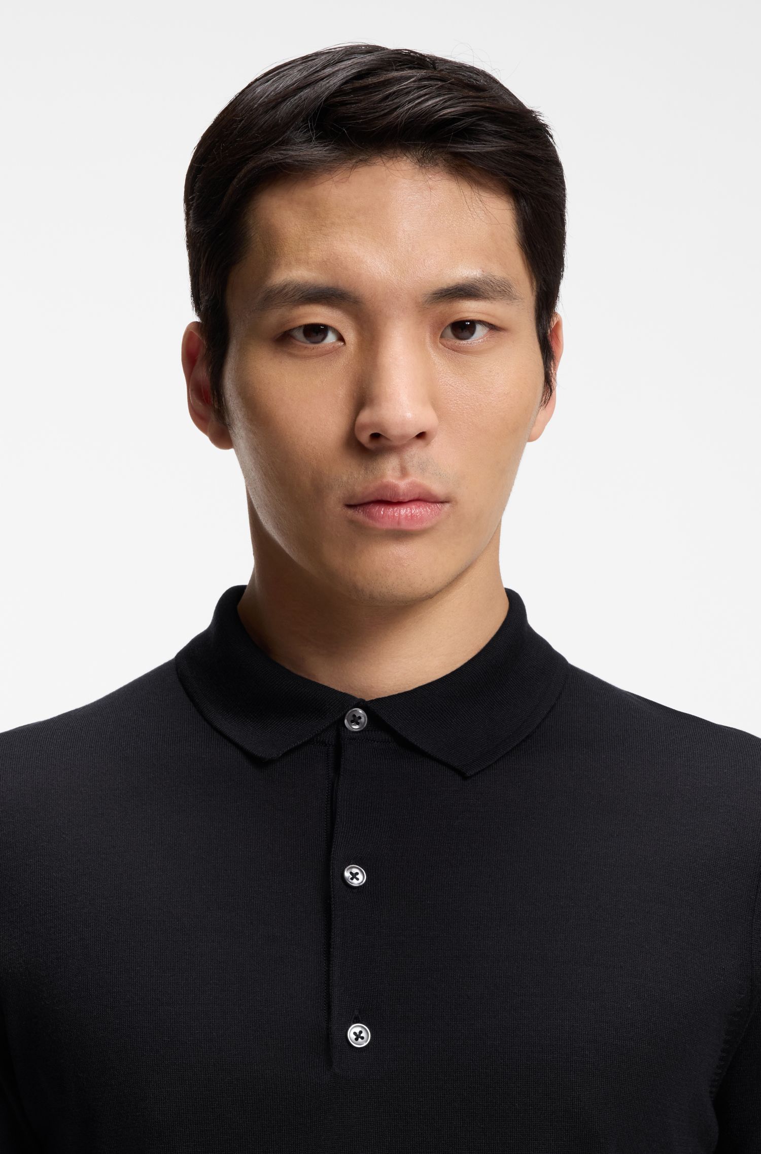 【BOSS博斯】针织真丝 Polo 领毛衣