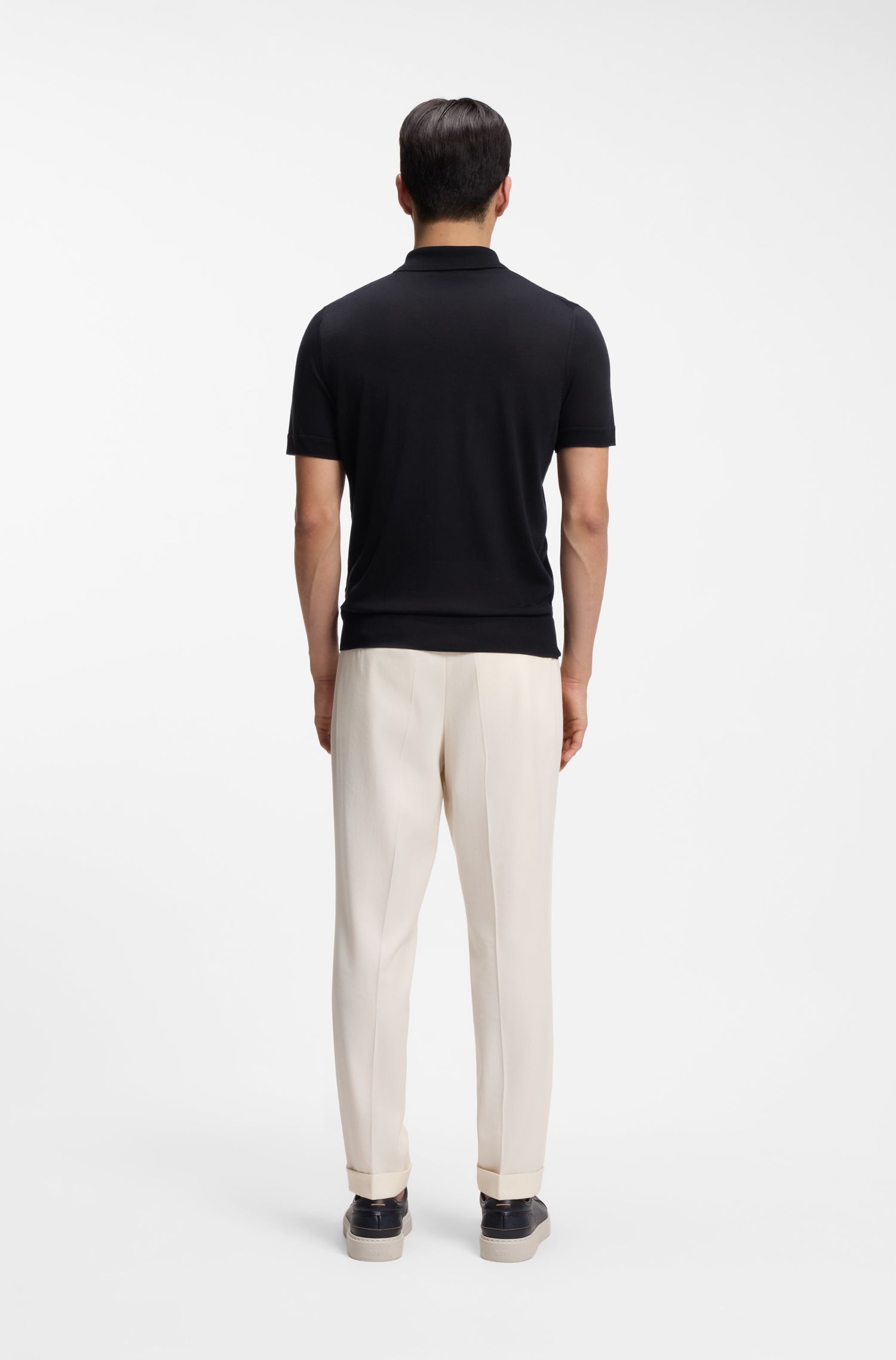 【BOSS博斯】针织真丝 Polo 领毛衣