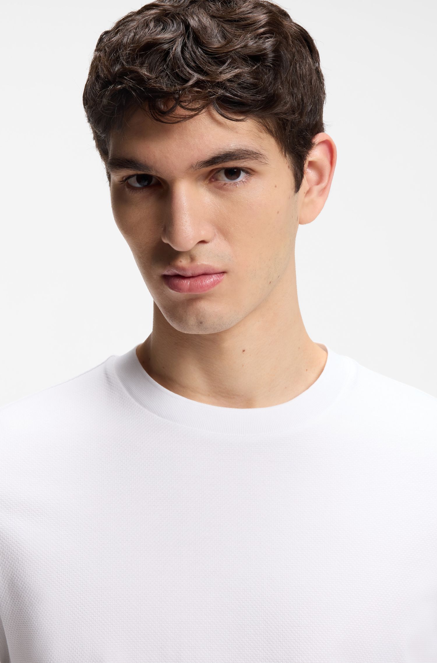 【BOSS博斯】微泡结构棉质 T 恤