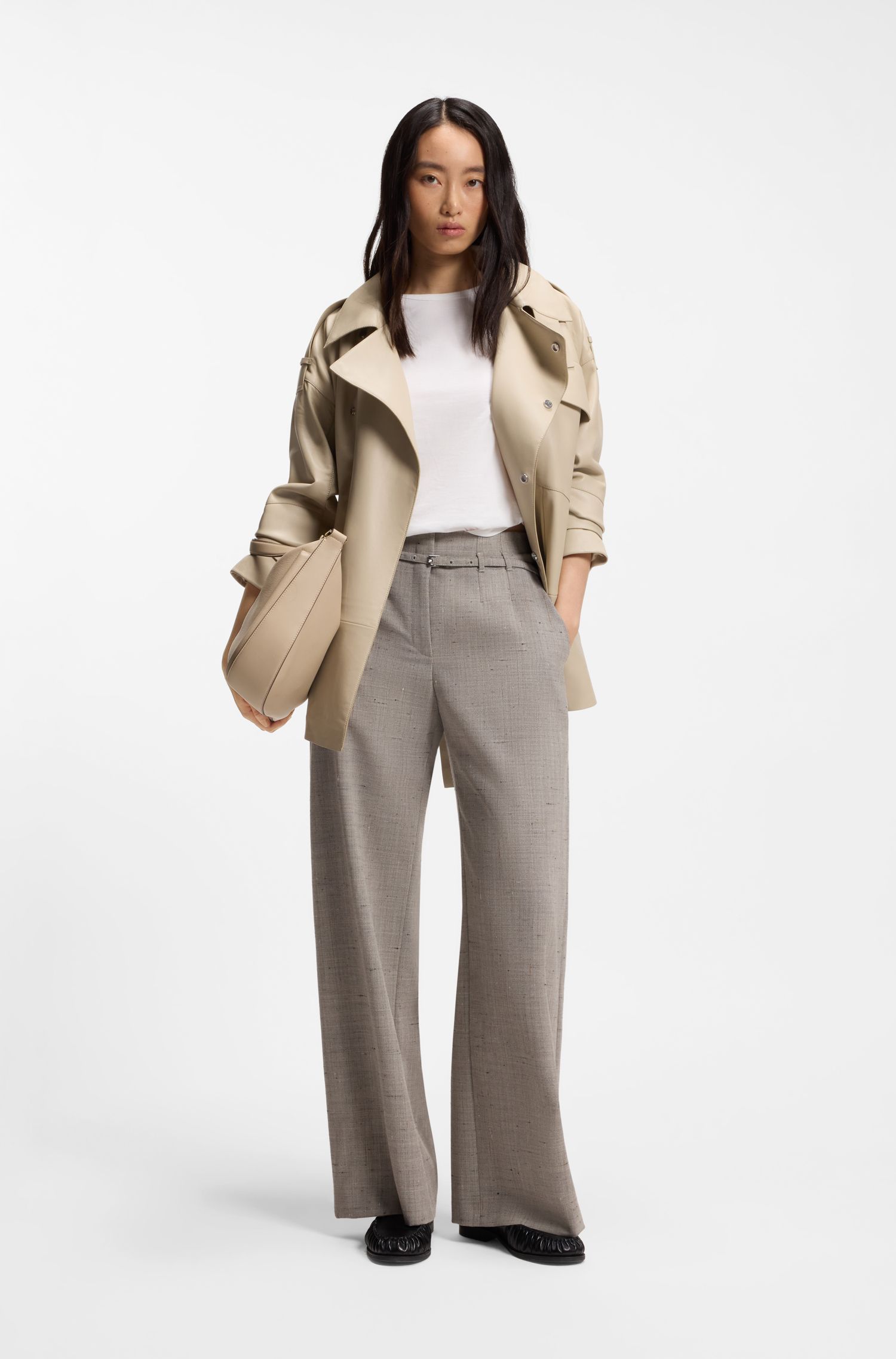 【BOSS博斯】莫代尔、真丝和棉质混纺修身 T 恤