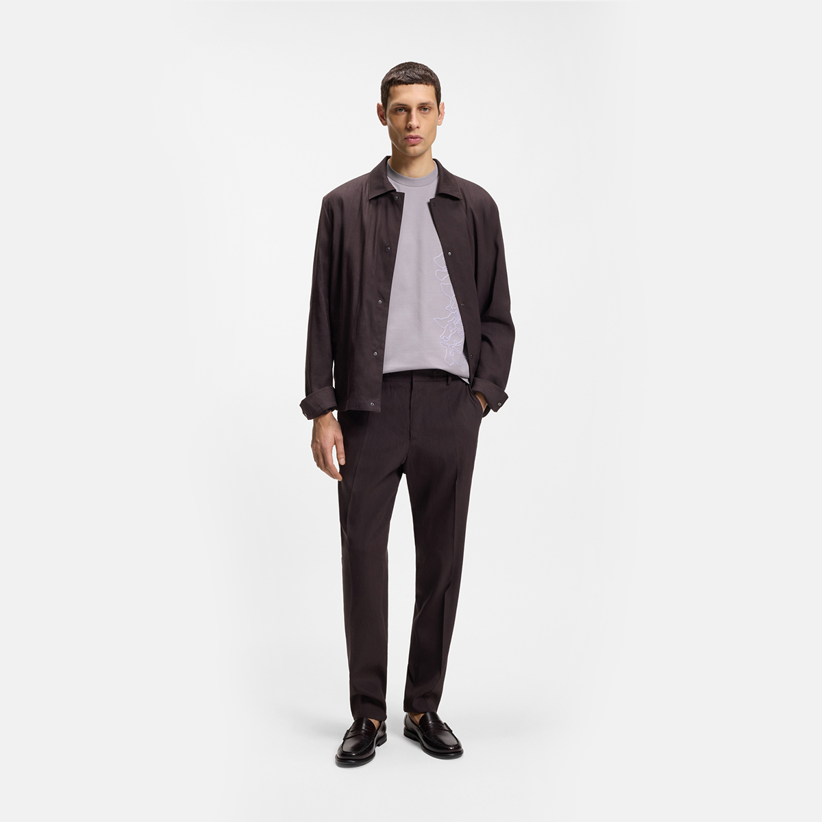 【BOSS博斯】花卉艺术图案棉质平纹布宽松版型 T 恤