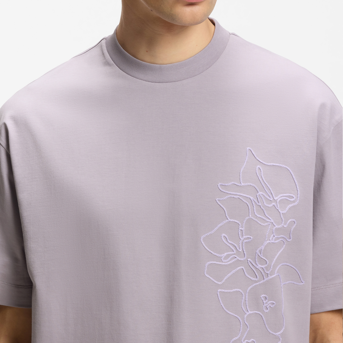 【BOSS博斯】花卉艺术图案棉质平纹布宽松版型 T 恤