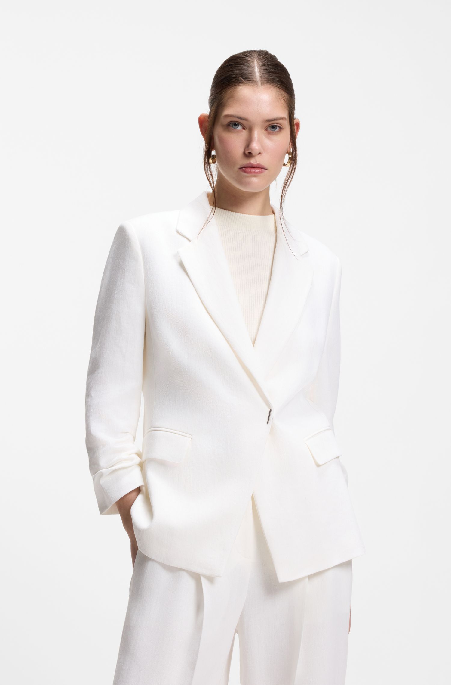 【BOSS博斯】亚麻混纺修身版型外套