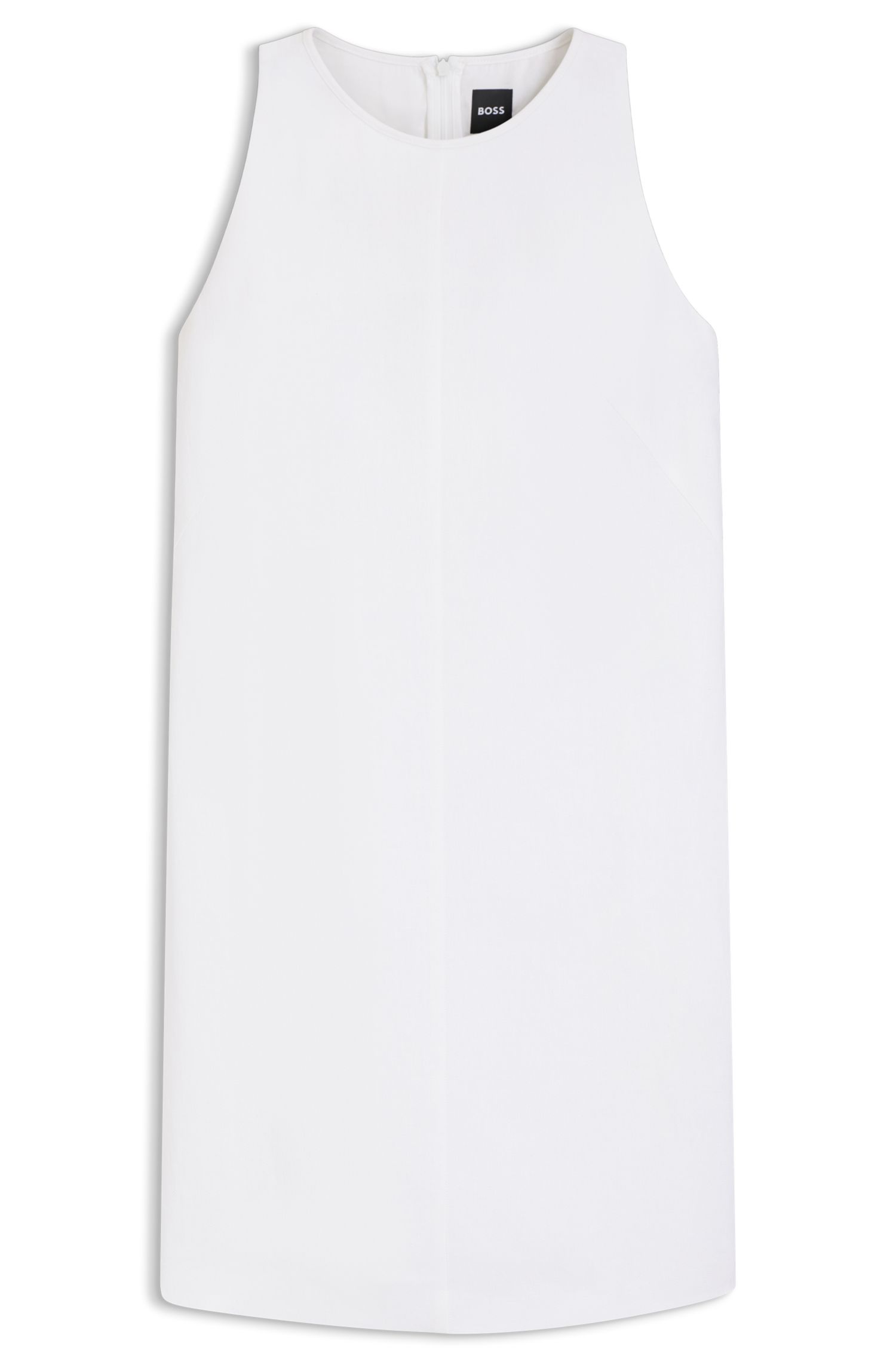 【BOSS博斯】亚麻混纺无袖直筒连衣裙