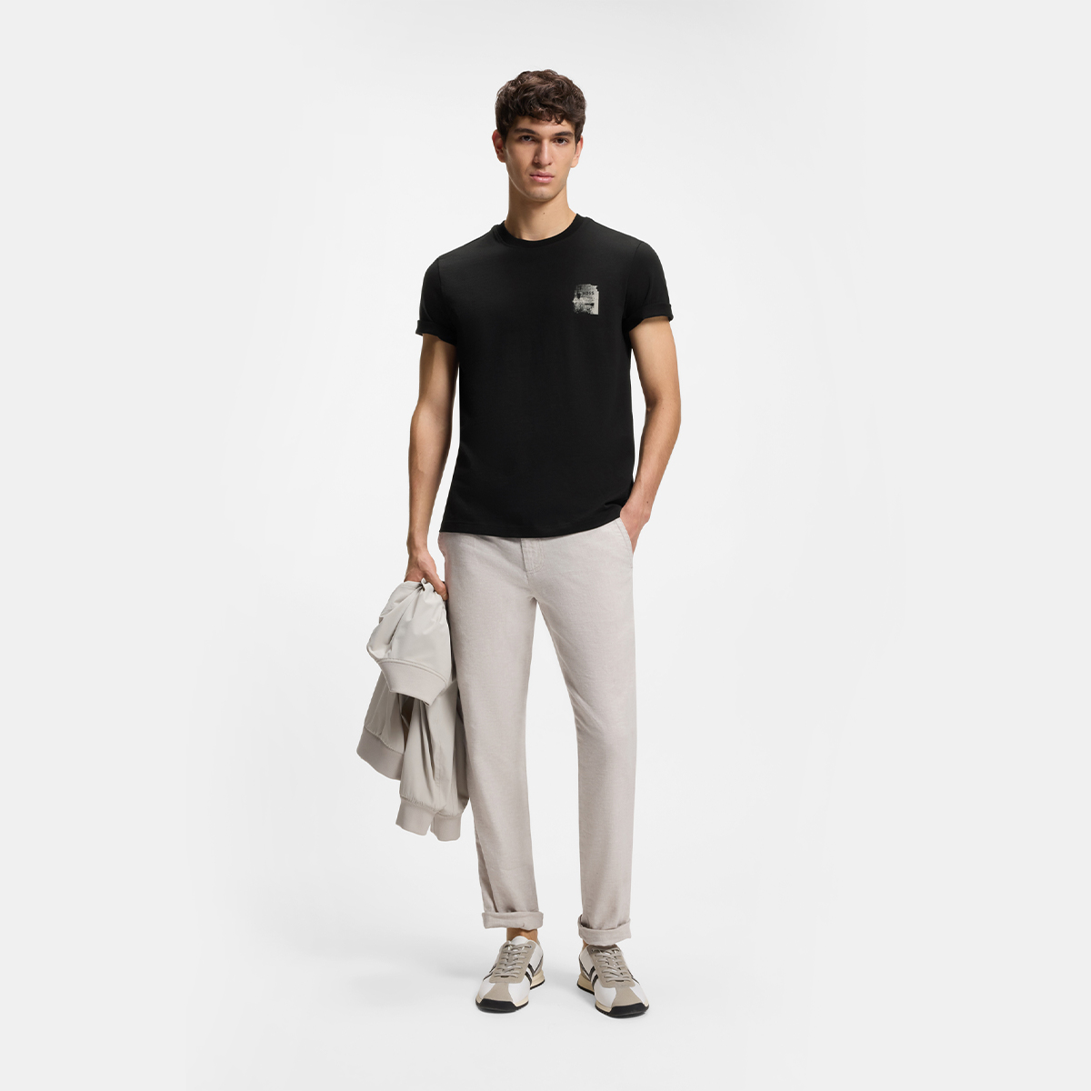 【BOSS博斯】印花艺术图案装饰棉质平纹布 T 恤