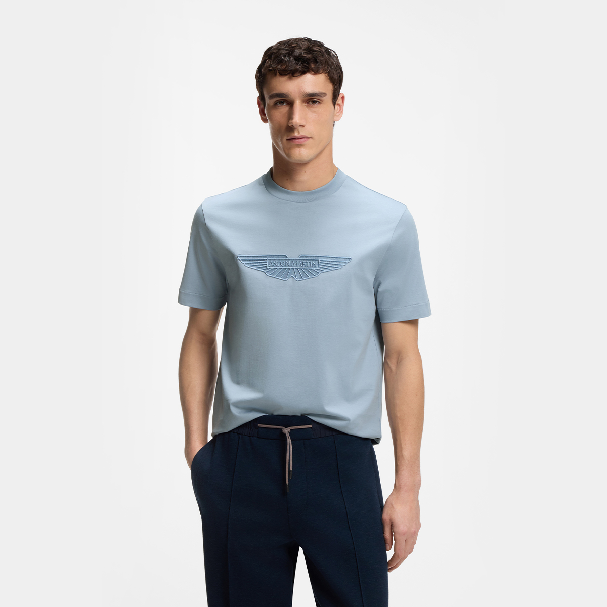 BOSS x ASTON MARTIN 刺绣翼形图案丝光棉 T 恤