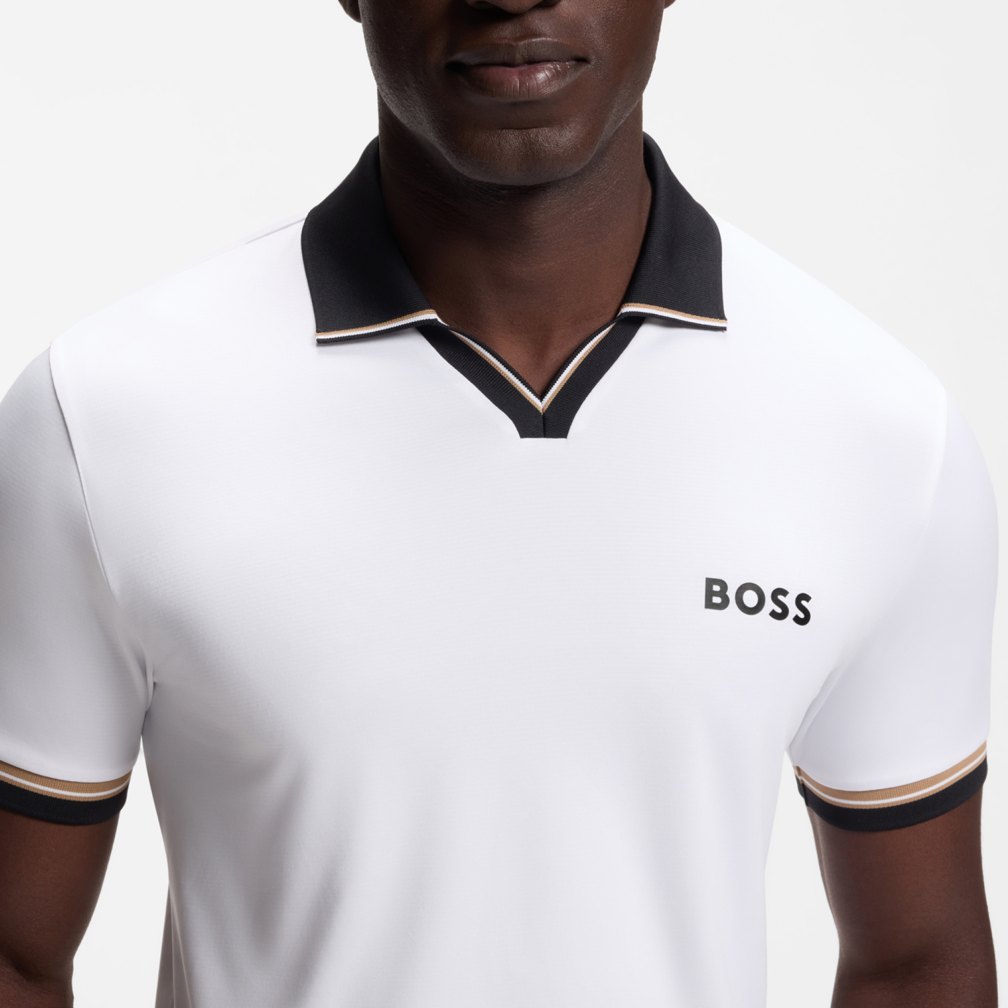 【BOSS博斯】经典条纹细节运动风修身 Polo 衫