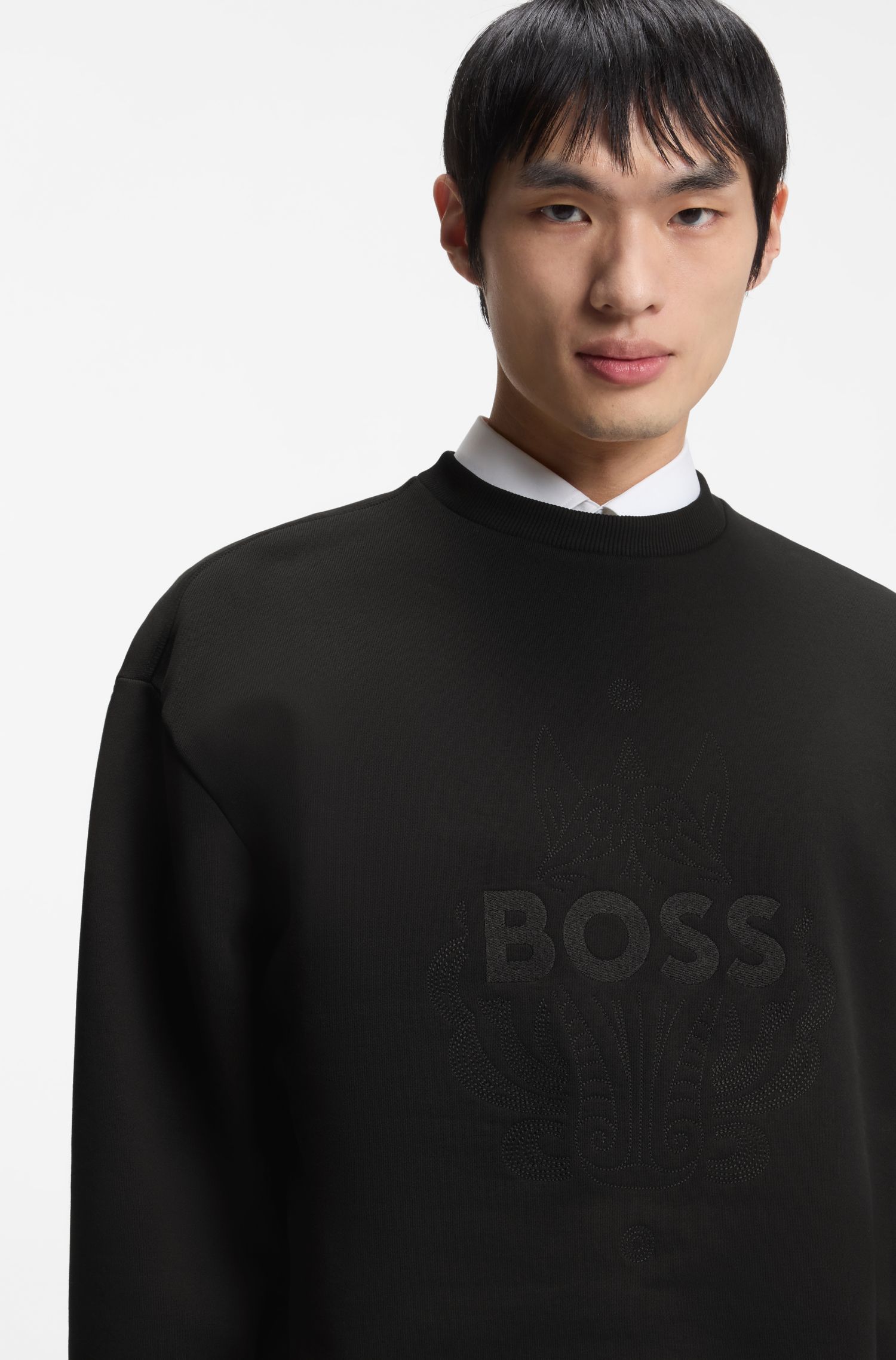 【汪顺同款 马年新春系列】BOSS博斯男士26春款徽标艺术宽松卫衣